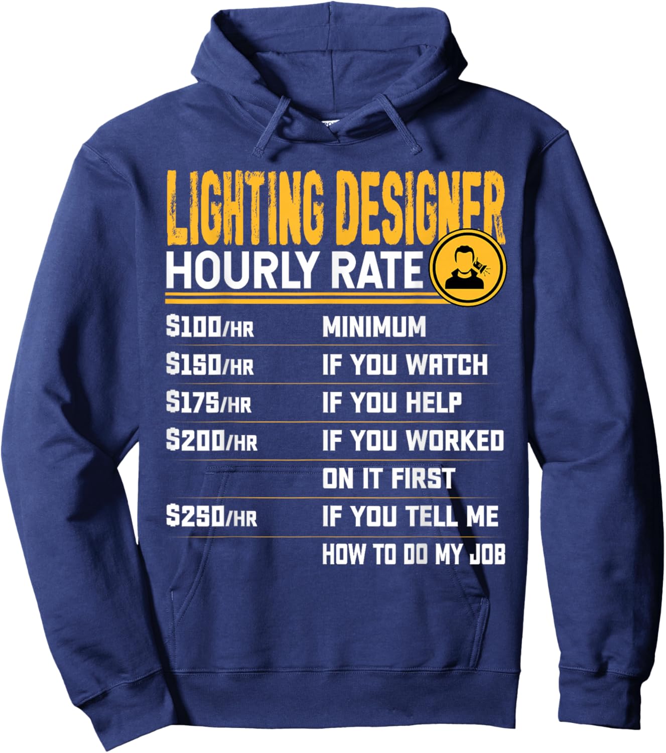Lighting Designer Gifts Shirt Co. - Funny Lighting Artist - -Adults - Black - Small - Short Sleeve - Classic Style - Polyester 100% Hoodie - Hoodie | Navy