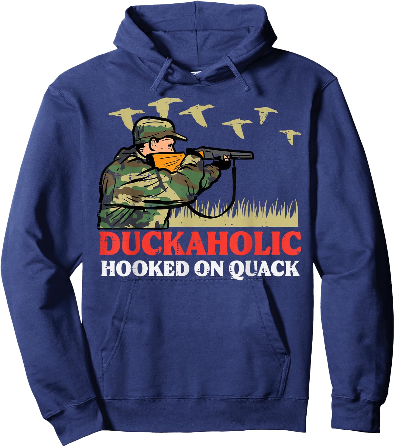 Duck Hunting Duckaholic Hooked On Quack Funny Hunter Men Boy Hoodie - Hoodie | Navy