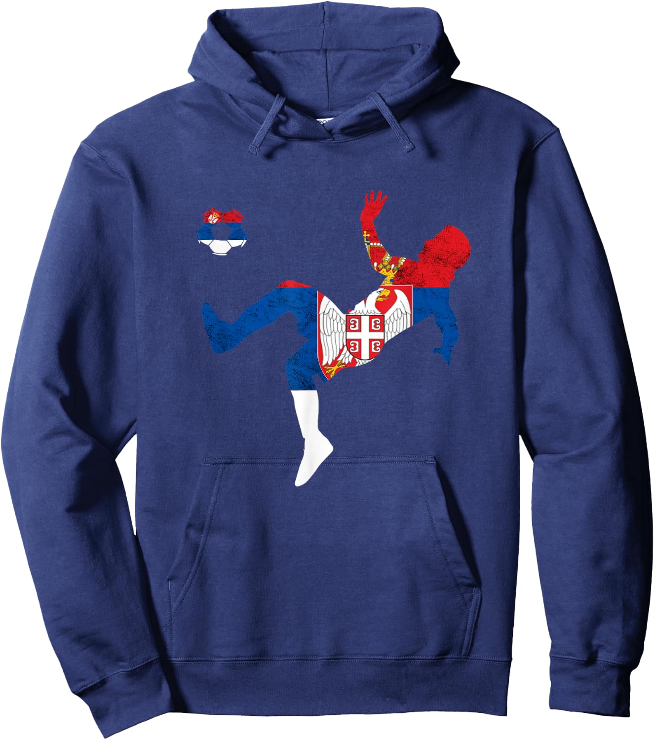 Serbia Flag Emblem Serbian Soccer Player Serbian Pride Hoodie - Hoodie | Navy