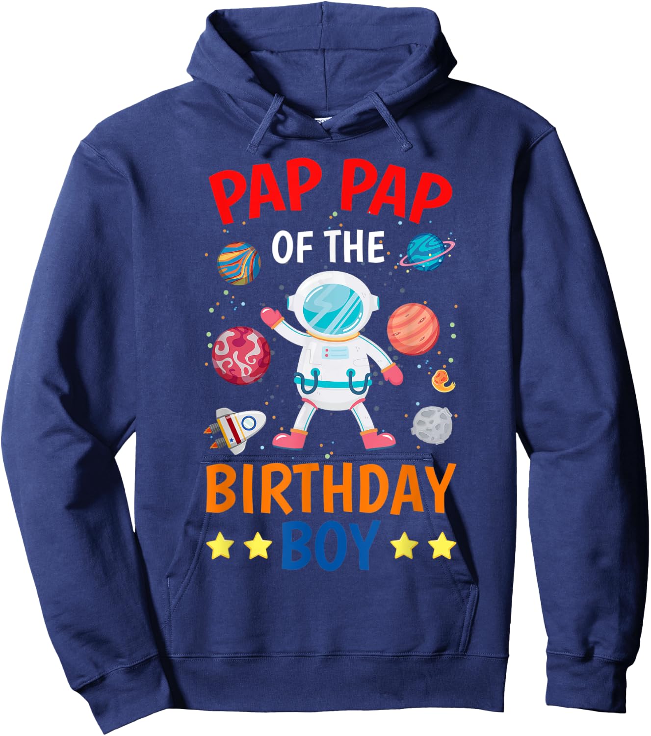 Pap Pap Of The Birthday Boy Space Planet Theme Bday Party Hoodie - Hoodie | Navy
