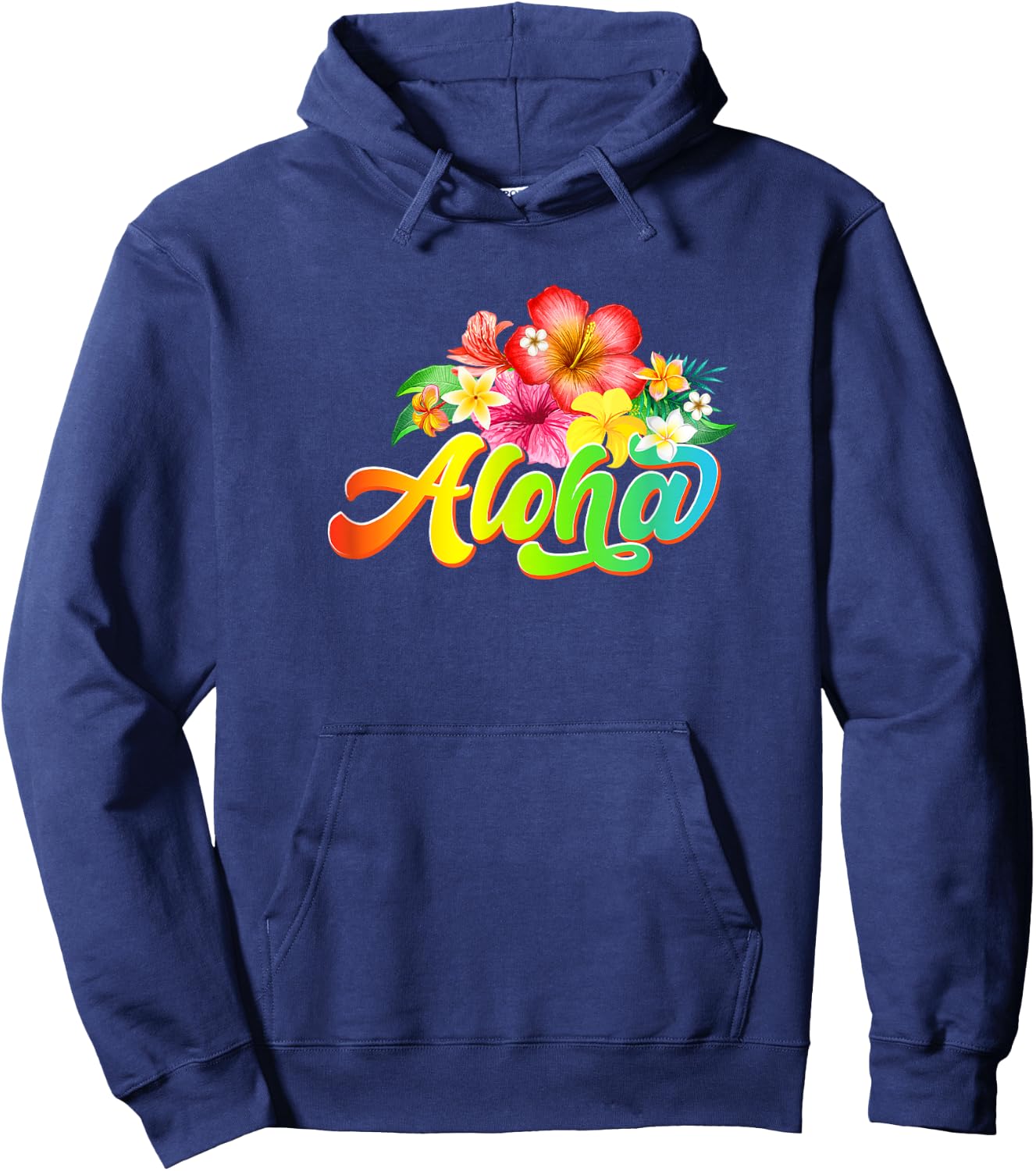 Aloha Flowers Hawaiian Funny Hawaii Beach Luau Party Hoodie - Hoodie | Navy
