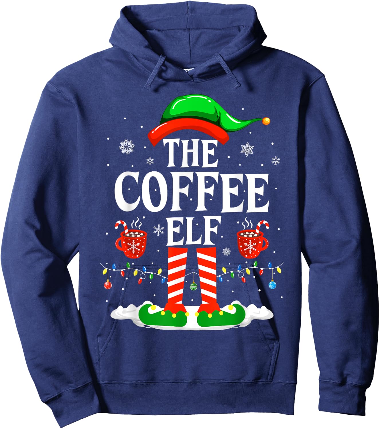 The Coffee Elf Funny Family Matching Christmas Coffee Hoodie - Hoodie | Navy