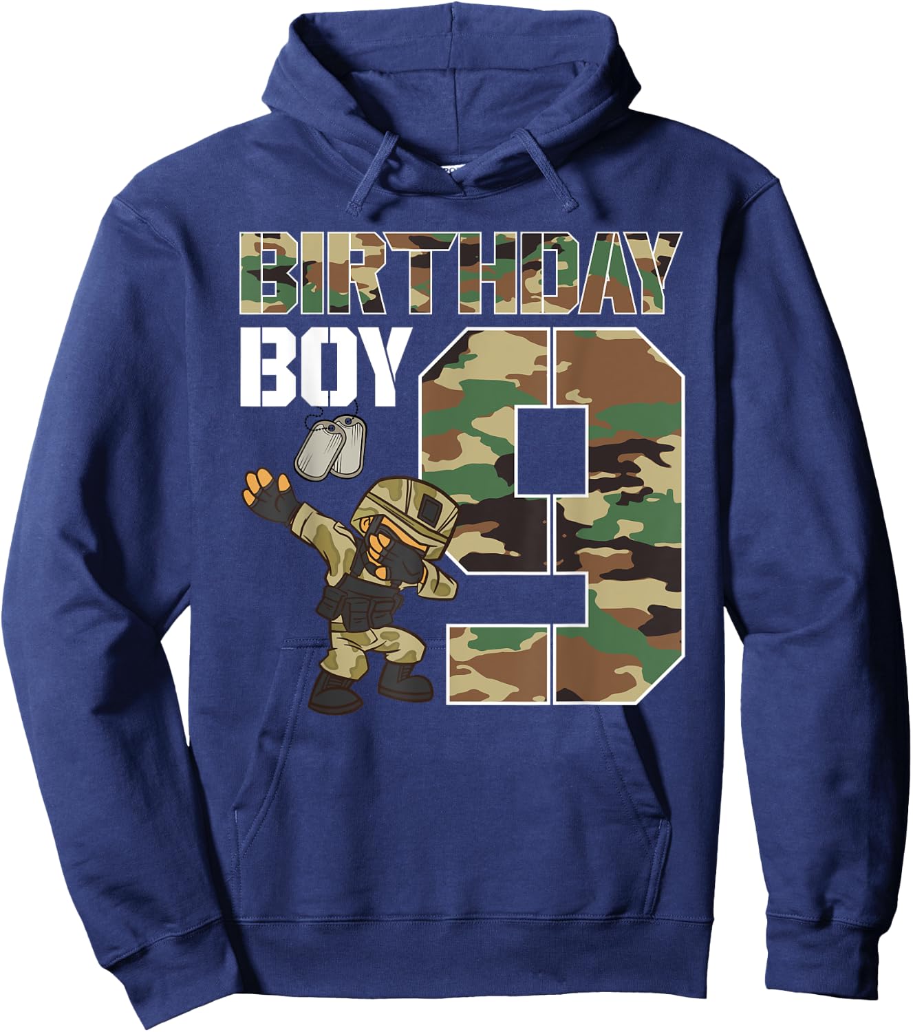 9 Year Old Boy Military Army 9th Birthday Boy Matching Hoodie - Hoodie | Navy