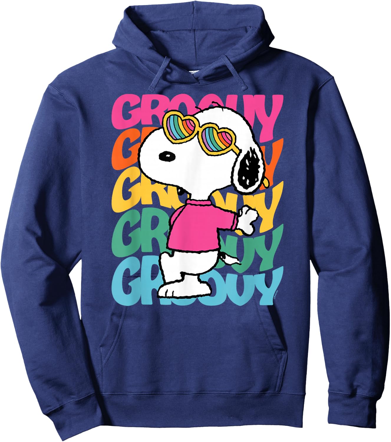 Peanuts - Snoopy Rainbow Groovy Stacked Hoodie - Hoodie | Navy