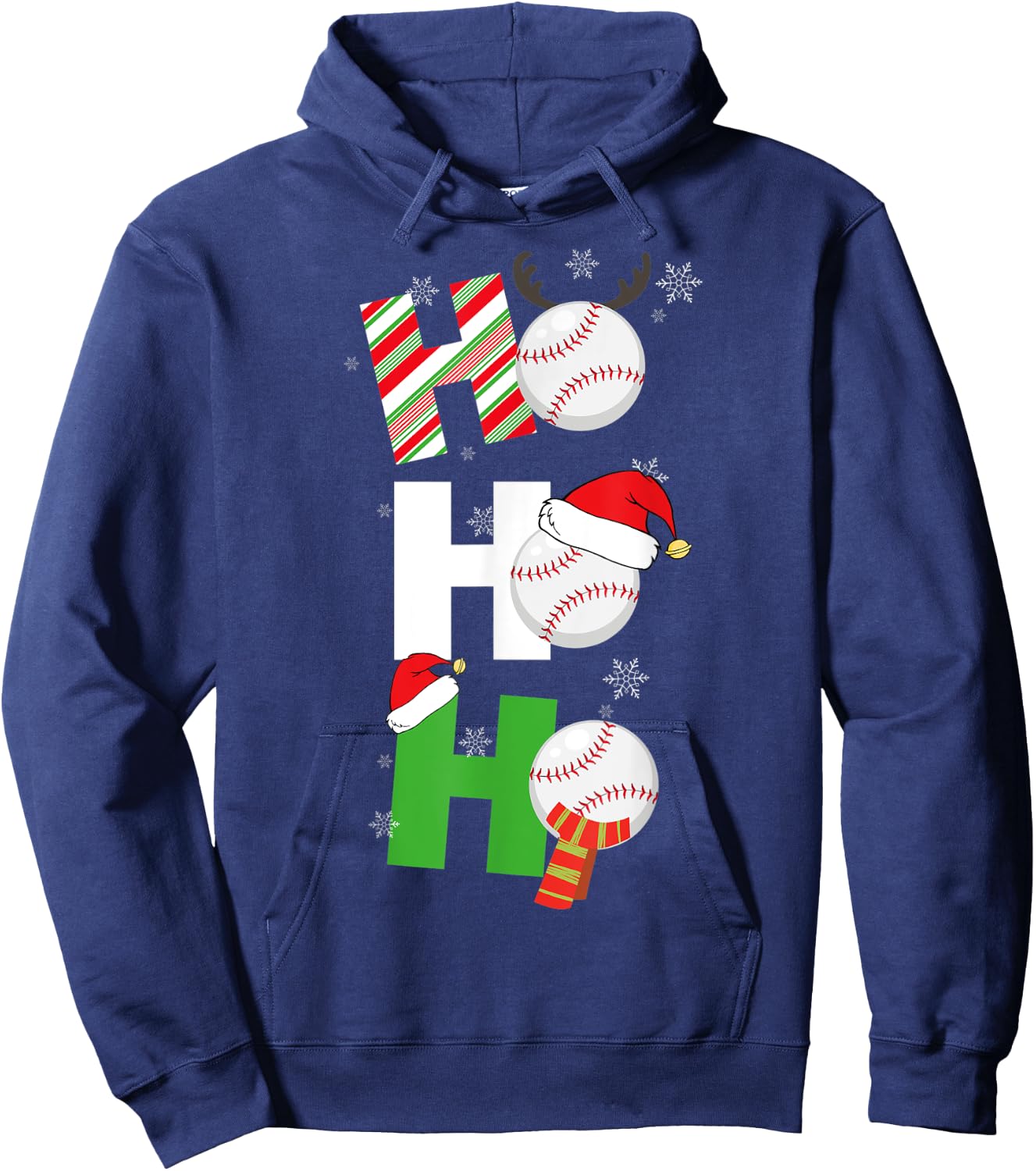 Funny Christmas Baseball Pajamas Player Matching Team Hoodie - Hoodie | Navy