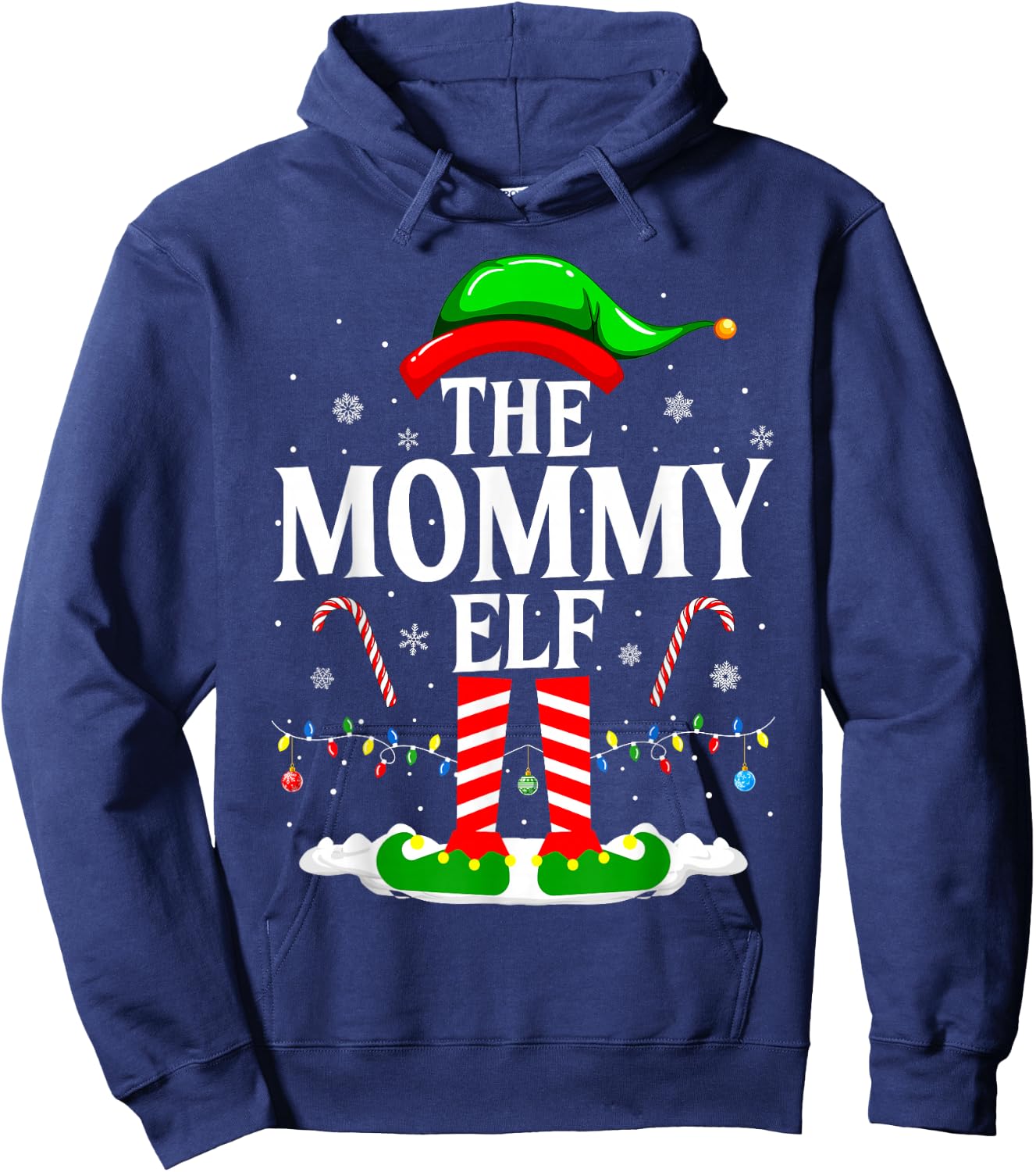 The Mommy Elf Funny Xmas Elf Matching Family Christmas Hoodie - Hoodie | Navy