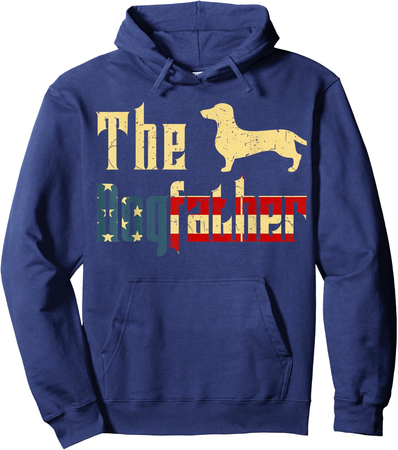 Dogfather Dachshund Father Day Gift Weiner Dog Dad 4th July Hoodie - Hoodie | Navy