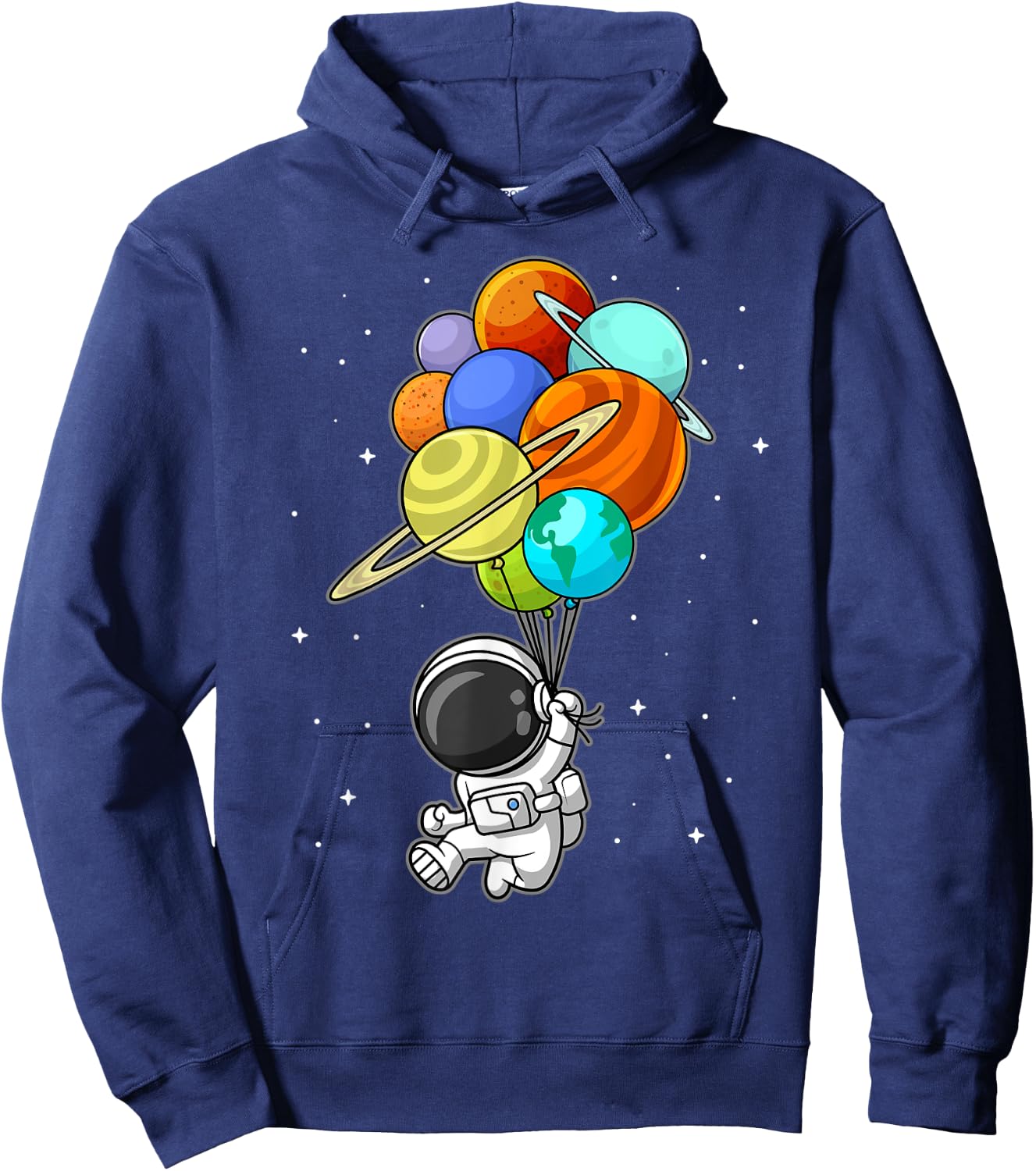 Astronaut Holding Planet Balloons Solar-System Space Kids Hoodie - Hoodie | Navy