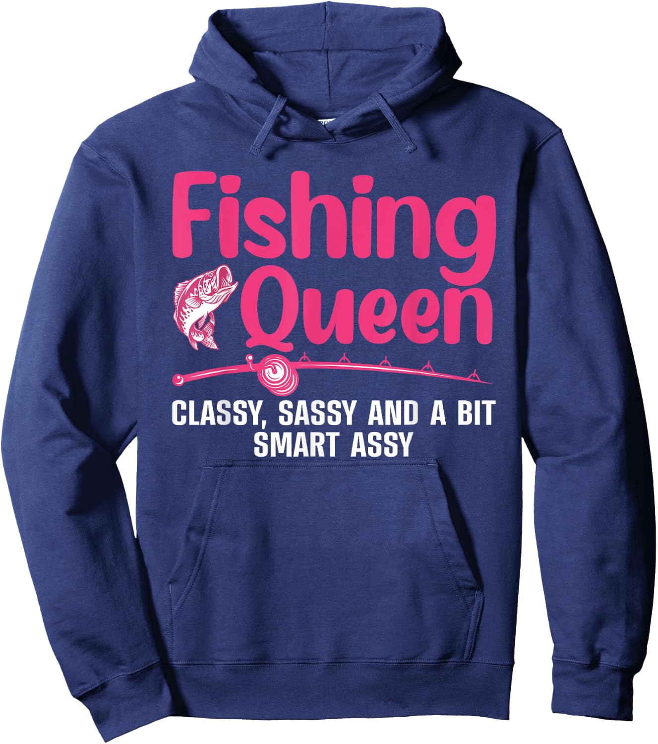 Funny Fishing Queen Design Ladies Fishing Lovers Hoodie - Hoodie | Navy