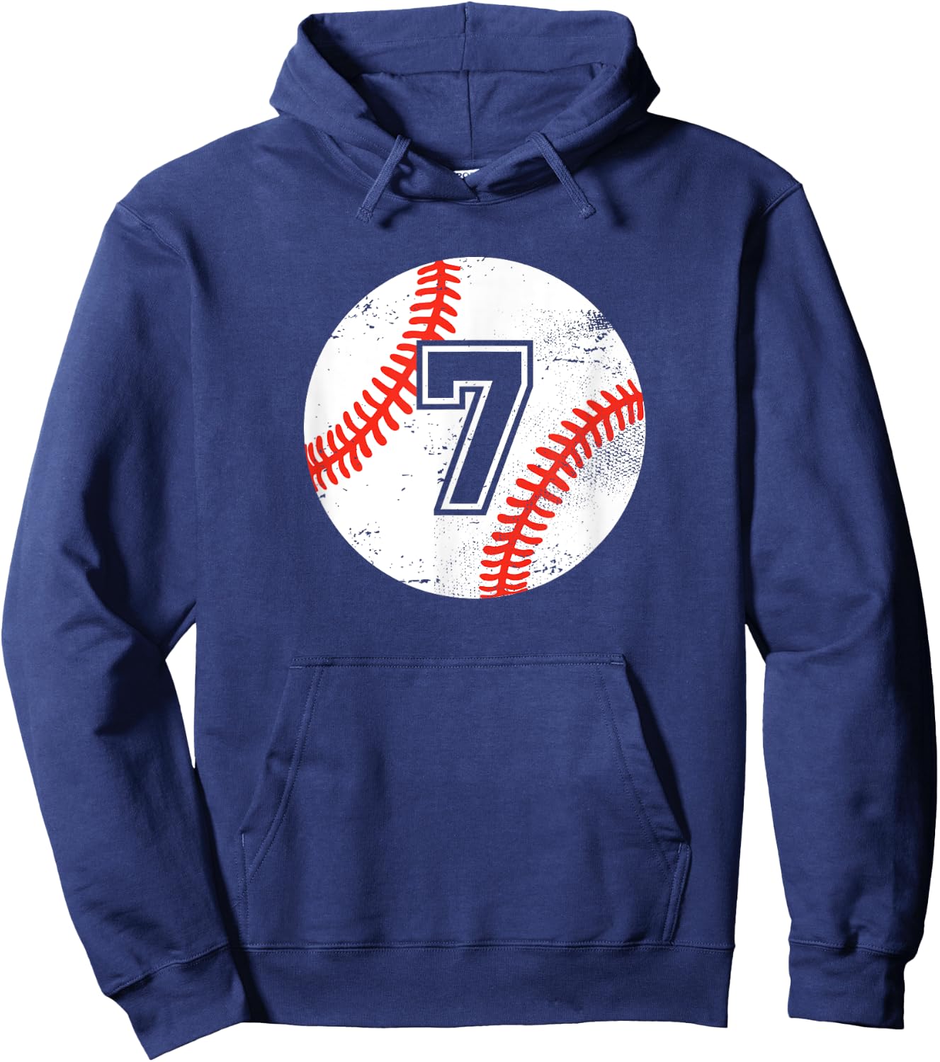 Baseball Player #7 Baseball Mom Dad Jersey Number 7 Vintage Hoodie - Hoodie | Navy