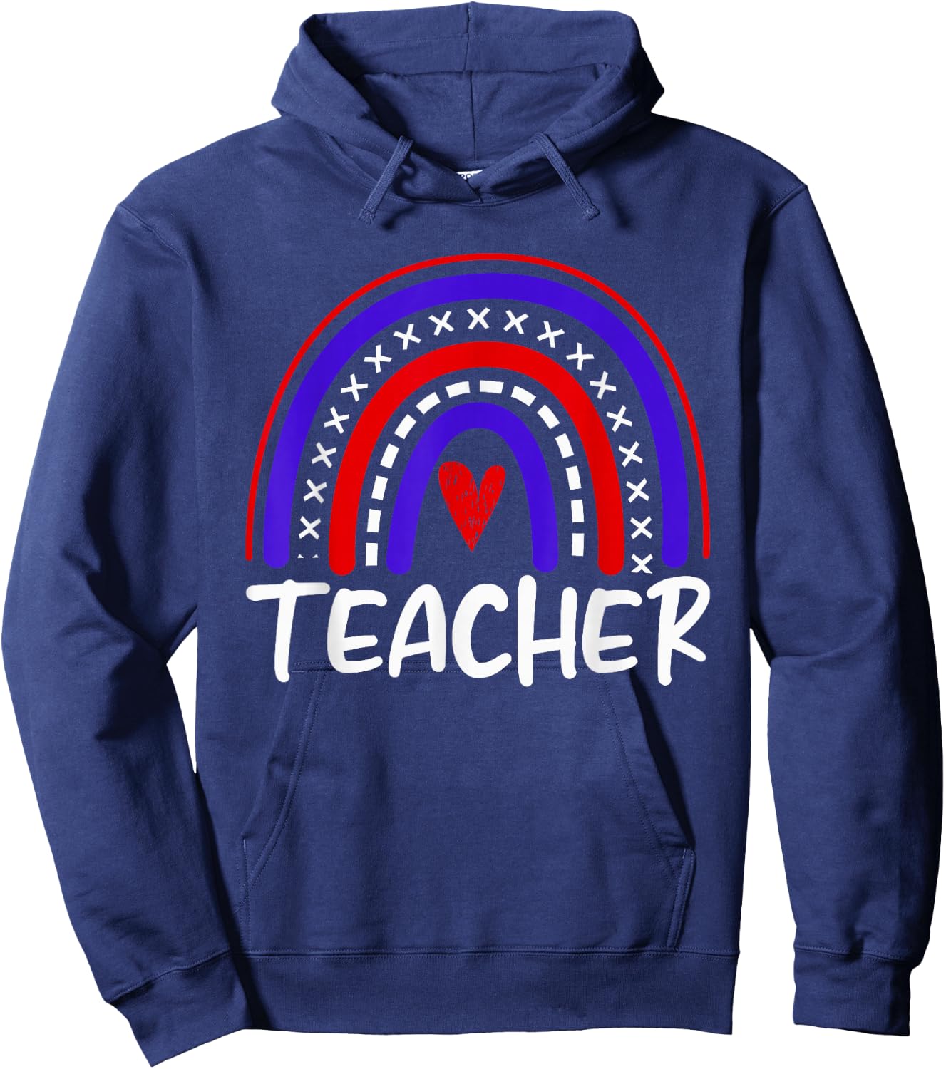 Rainbow Red White Blue Teacher 4th of July Professor Hoodie - Hoodie | Navy