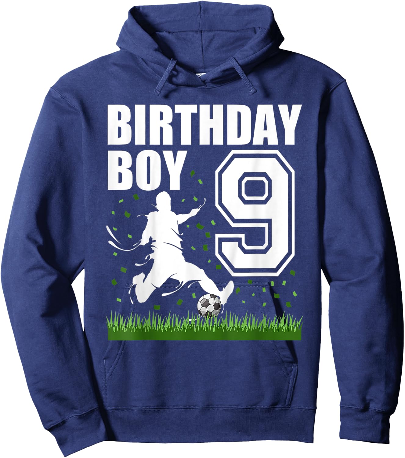 Kids Soccer Birthday Party Theme 9th For Boy Kid Hoodie - Hoodie | Navy