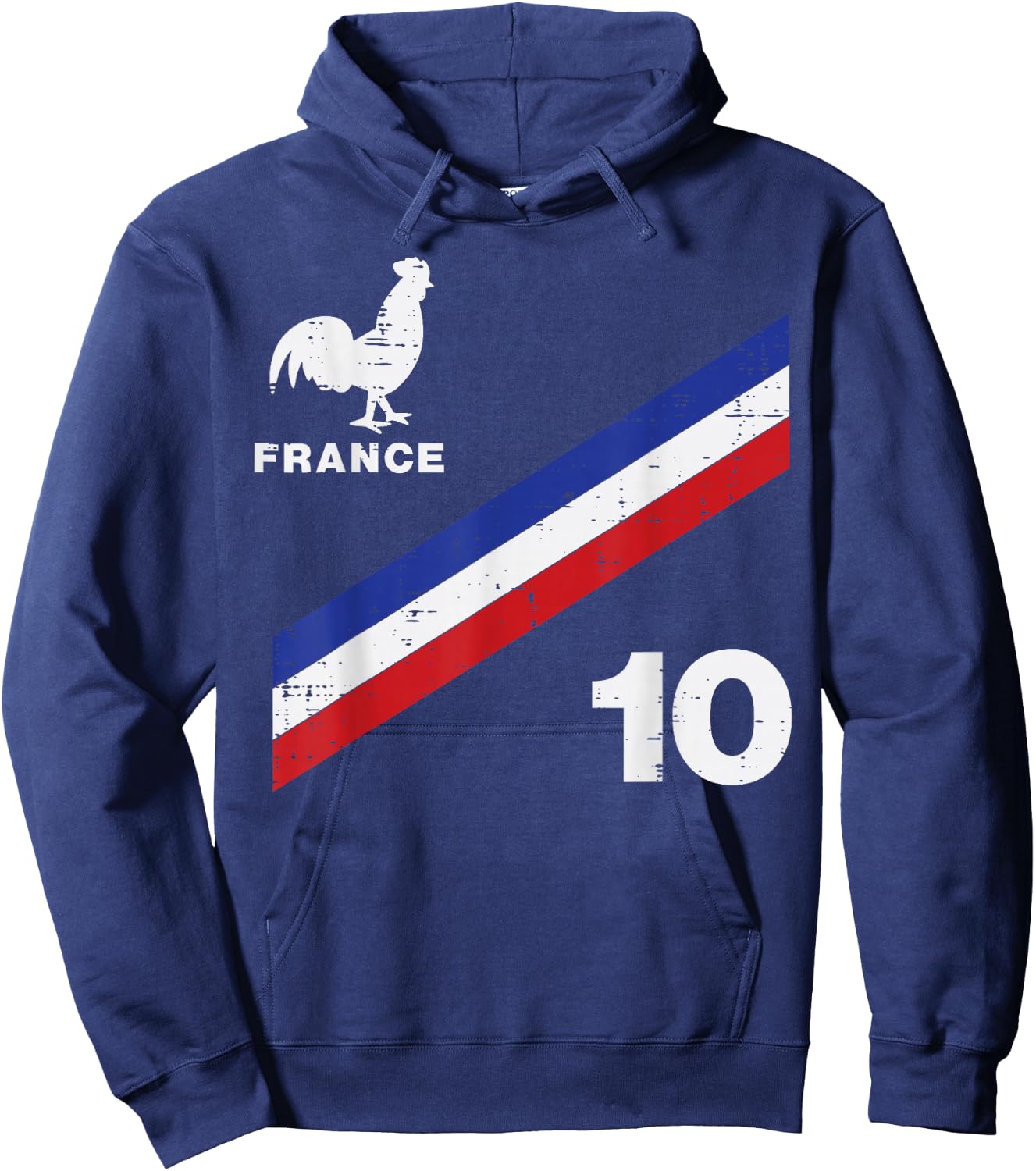 France Flag Rooster Number 10 Soccer Fan Men Women Kids Boys Hoodie - Hoodie | Navy
