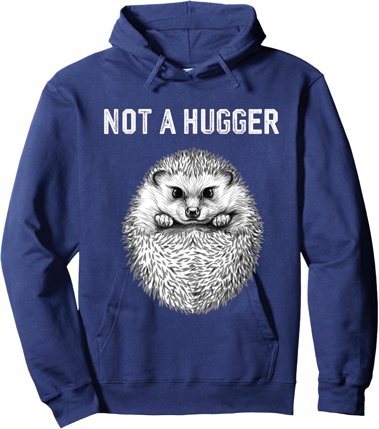 Funny Not A Hugger Cute Baby Hedgehog Vintage Portrait Hoodie - Hoodie | Navy