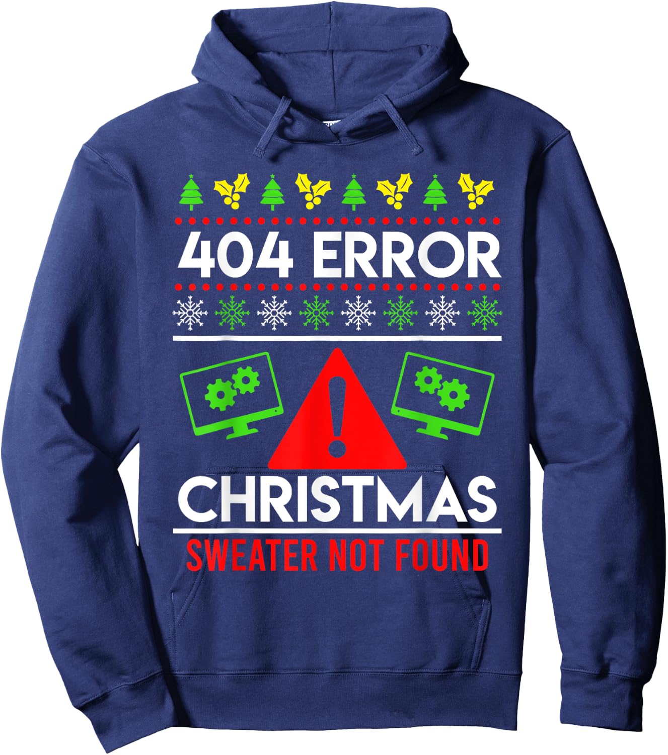 Anti Christmas Ugly Christmas 404 Error Christmas Hoodie - Hoodie | Navy