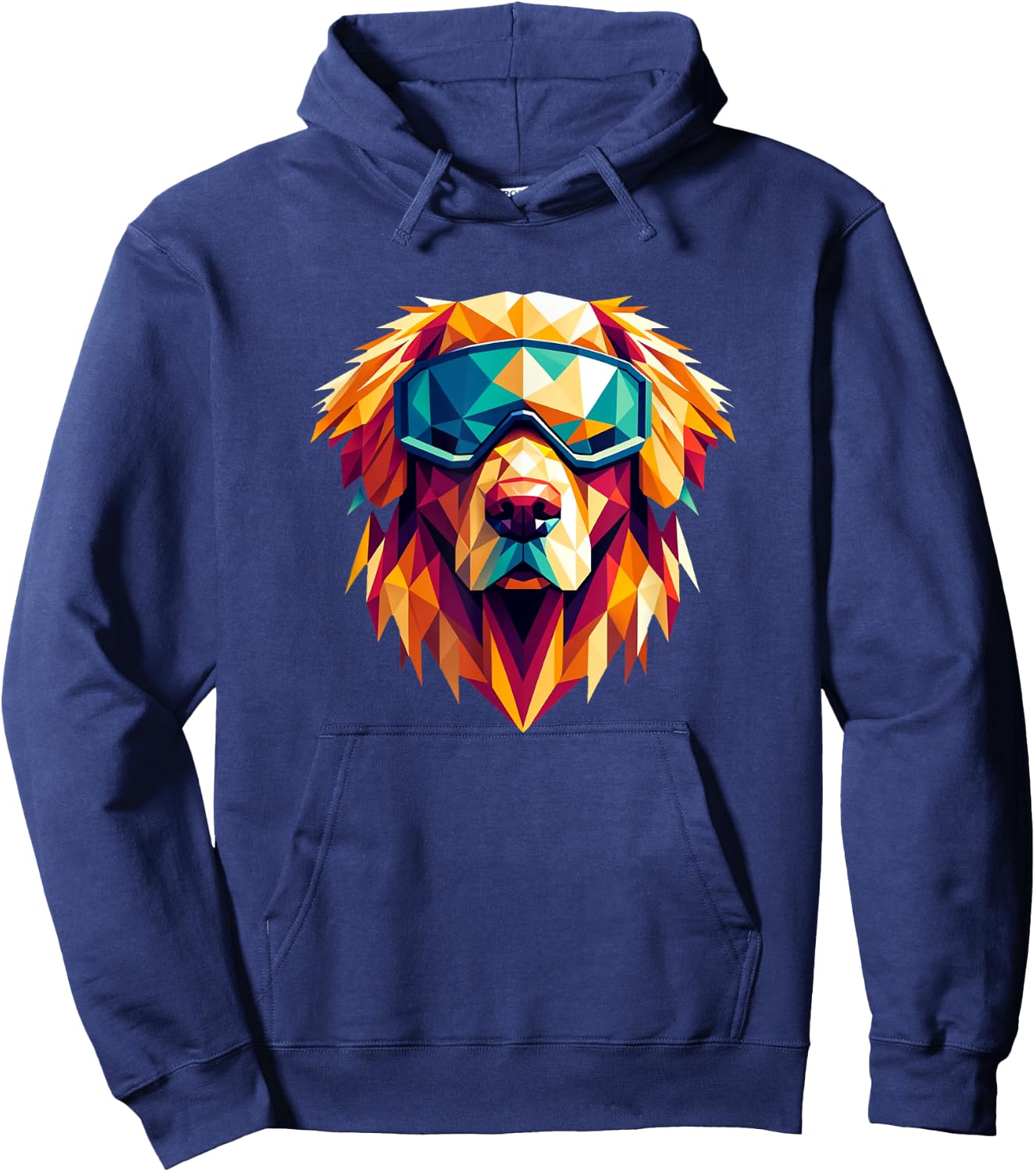 Golden Retriever Dog Wearing Ski Snowboard Goggles Geometric Hoodie - Hoodie | Navy