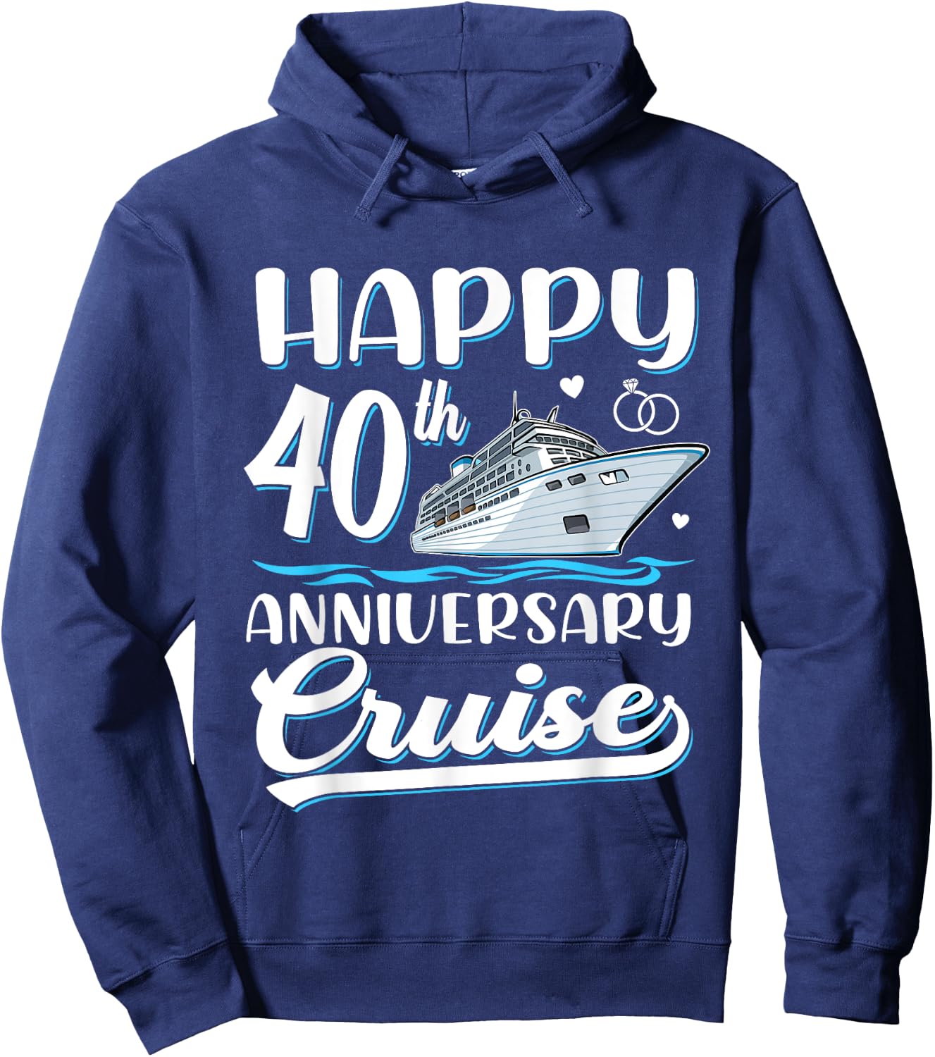 Happy 40th Anniversary Cruise Wedding 40 Years Old Couples Hoodie - Hoodie | Navy