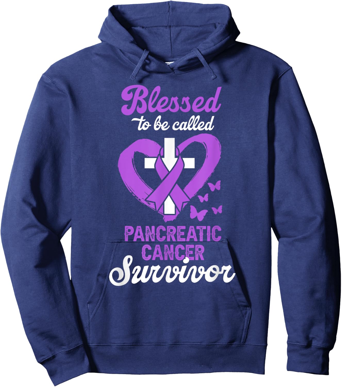 Blessed To Be Called Pancreatic Cancer Survivor Christian Hoodie - Hoodie | Navy