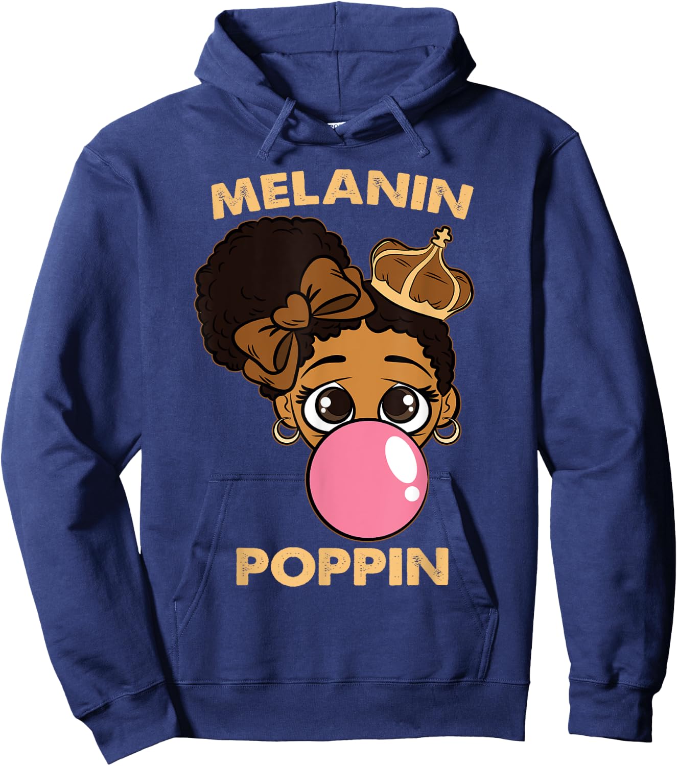 Melanin Poppin Girl Bubble Gum Black History Month BLM Queen Hoodie - Hoodie | Navy