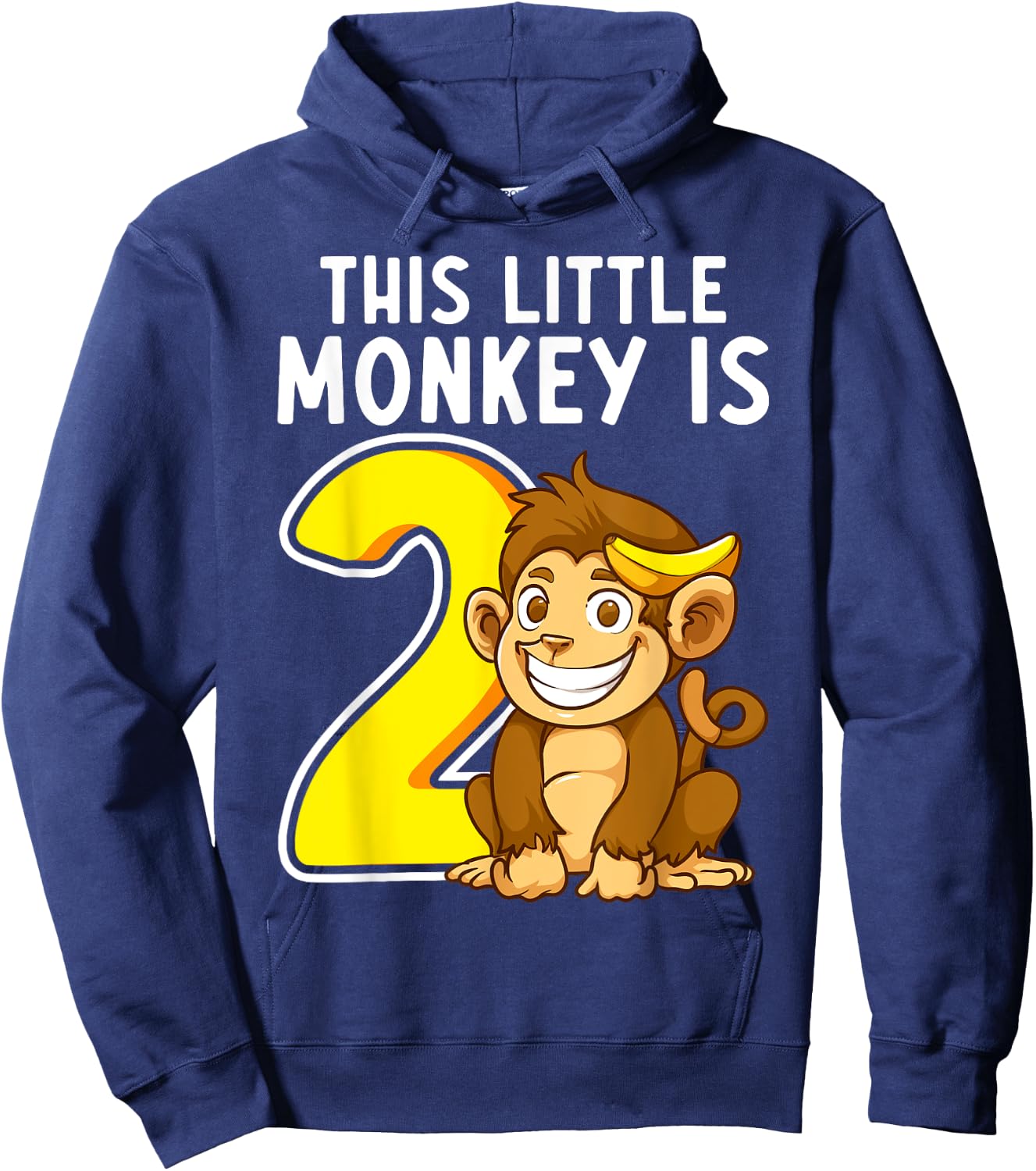 This Little Monkey Is 2 Years Old Kid 2nd Birthday Monkeys Hoodie - Hoodie | Navy