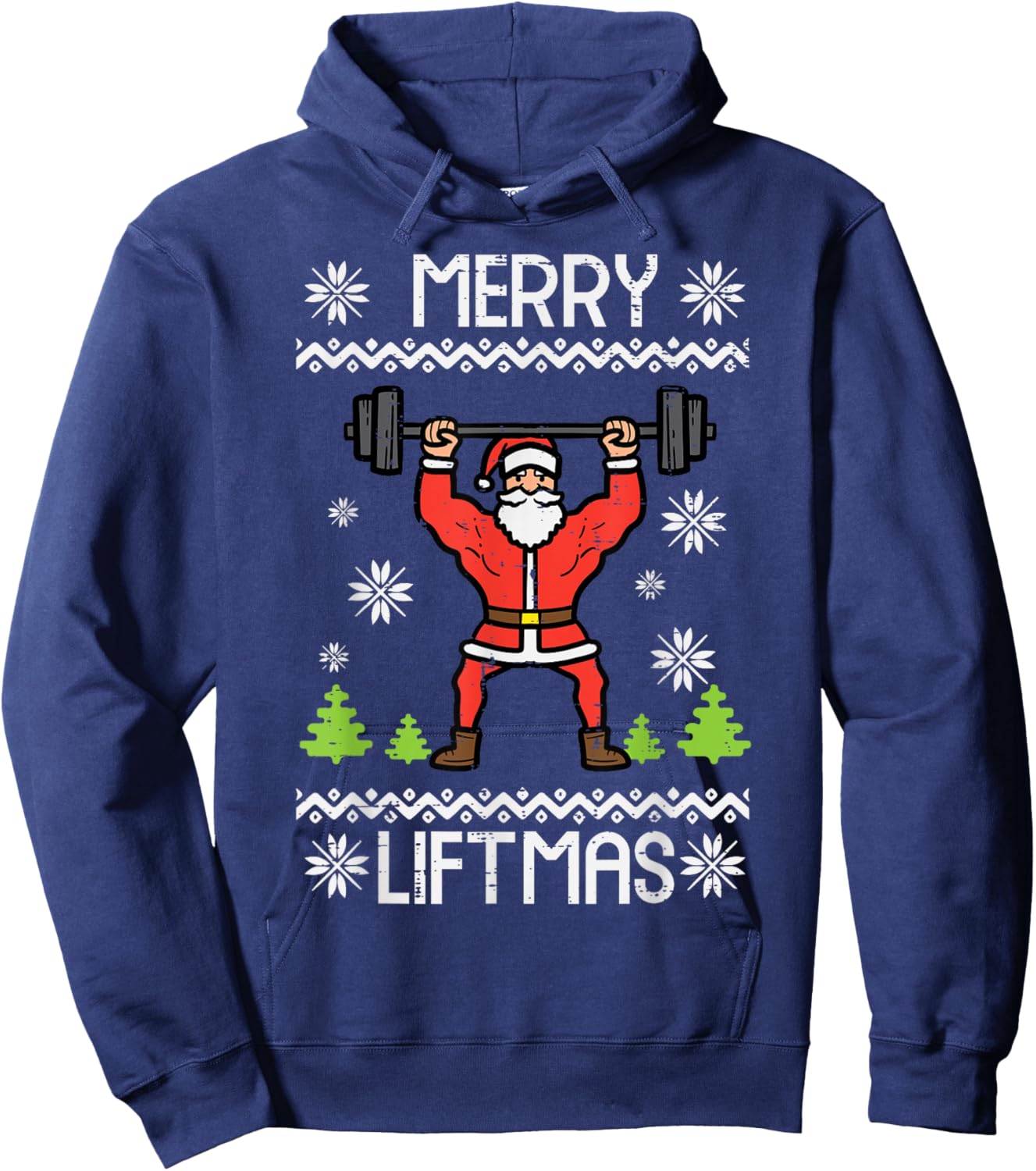 Merry Liftmas Ugly Christmas Xmas Workout Gym Bodybuild Men Hoodie - Hoodie | Navy
