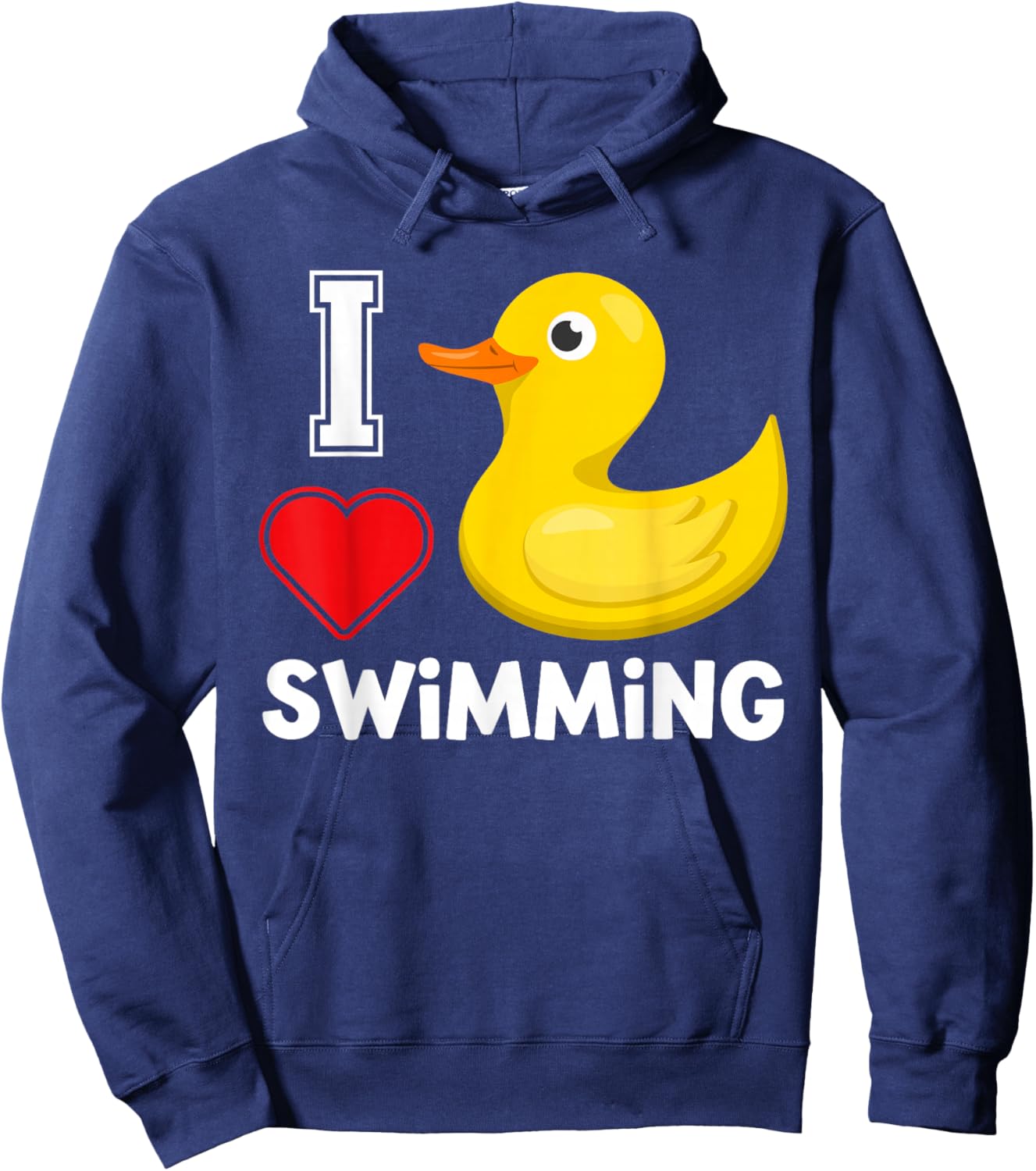 Swim Shirts For Boys Girls, Funny I Love Swimming Duck Hoodie - Hoodie | Navy