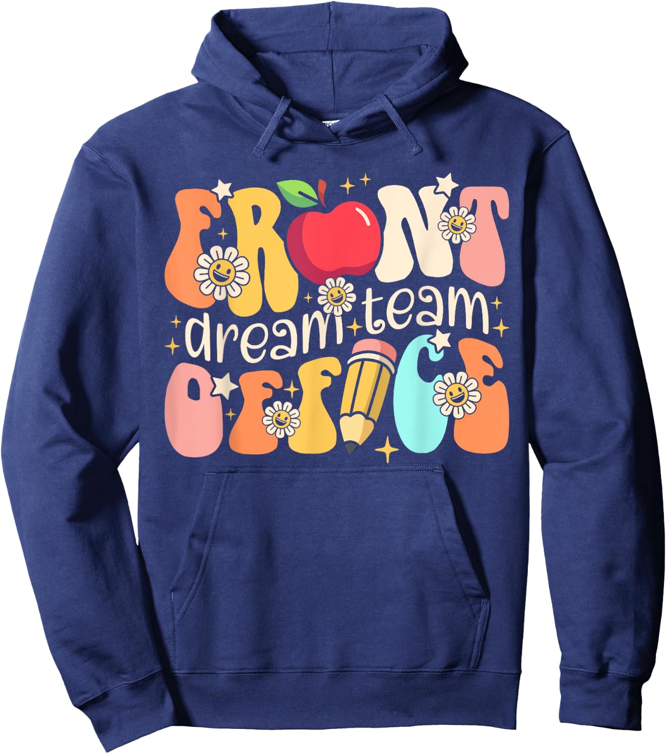 Retro Front Office Dream Team Groovy School Secretary Squad Hoodie - Hoodie | Navy