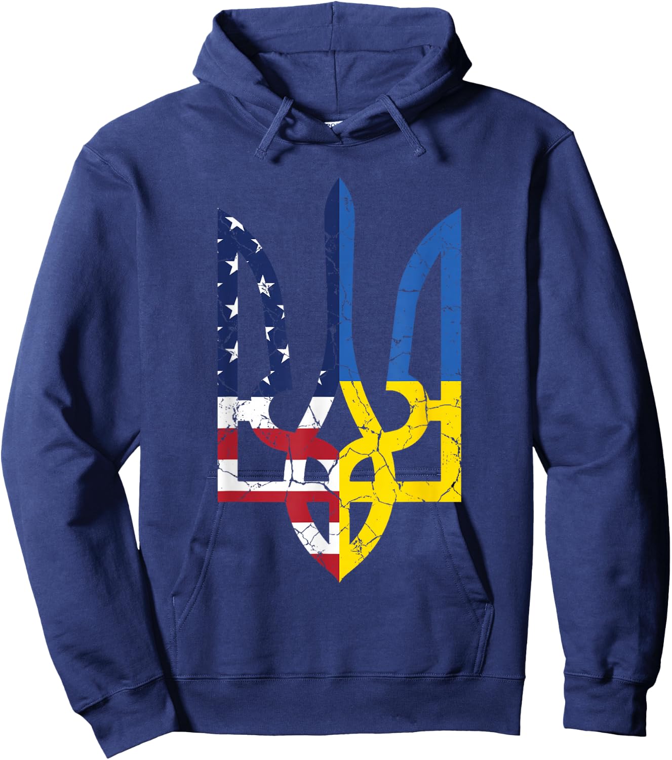 Ukrainian American Flag Symbol Love Support US Ukraine Gift Hoodie - Hoodie | Navy