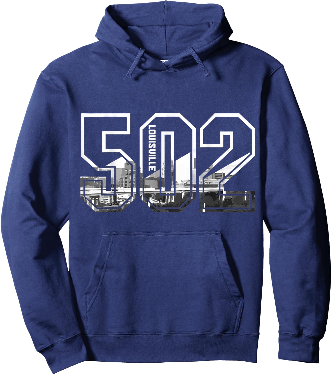 502 Area Code Pride Louisville Kentucky Skyline Vintage Hoodie - Hoodie | Navy