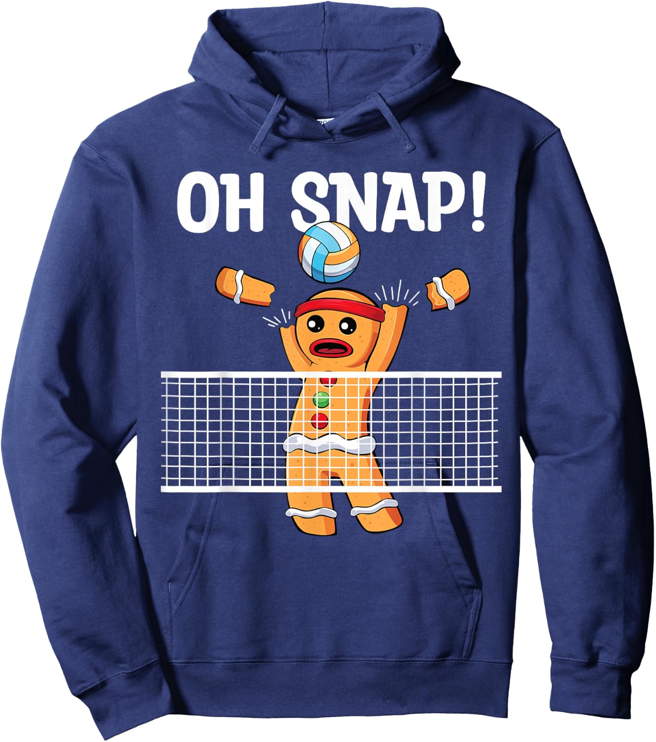 Gingerbread Man Oh Snap Christmas Volleyball Player Blocker Hoodie - Hoodie | Navy