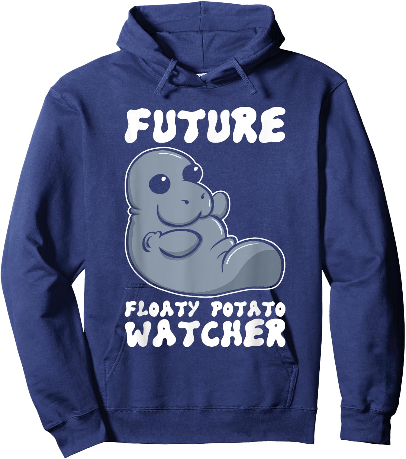 Future Floaty Potato Watcher Funny Marine Biologist Manatee Hoodie - Hoodie | Navy