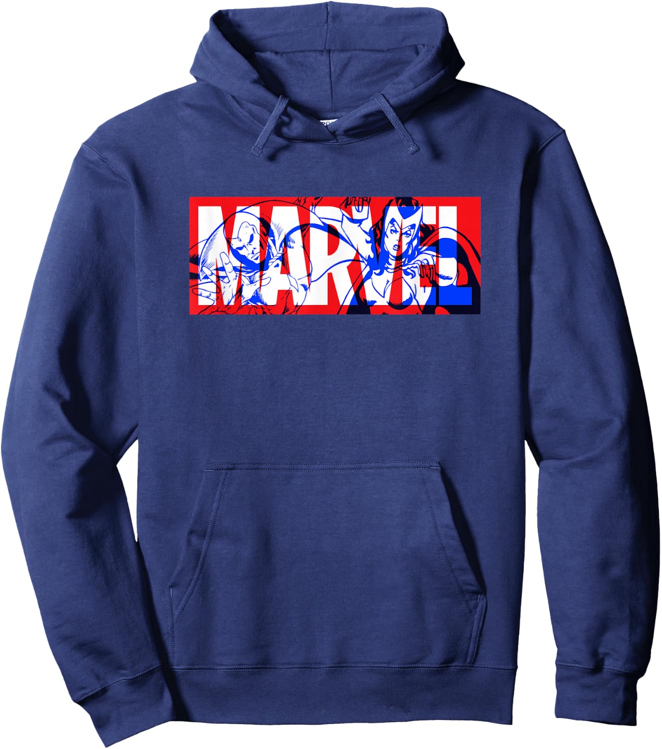 Marvel Logo Vision and The Scarlet Witch Comic Art Avengers Hoodie - Hoodie | Navy