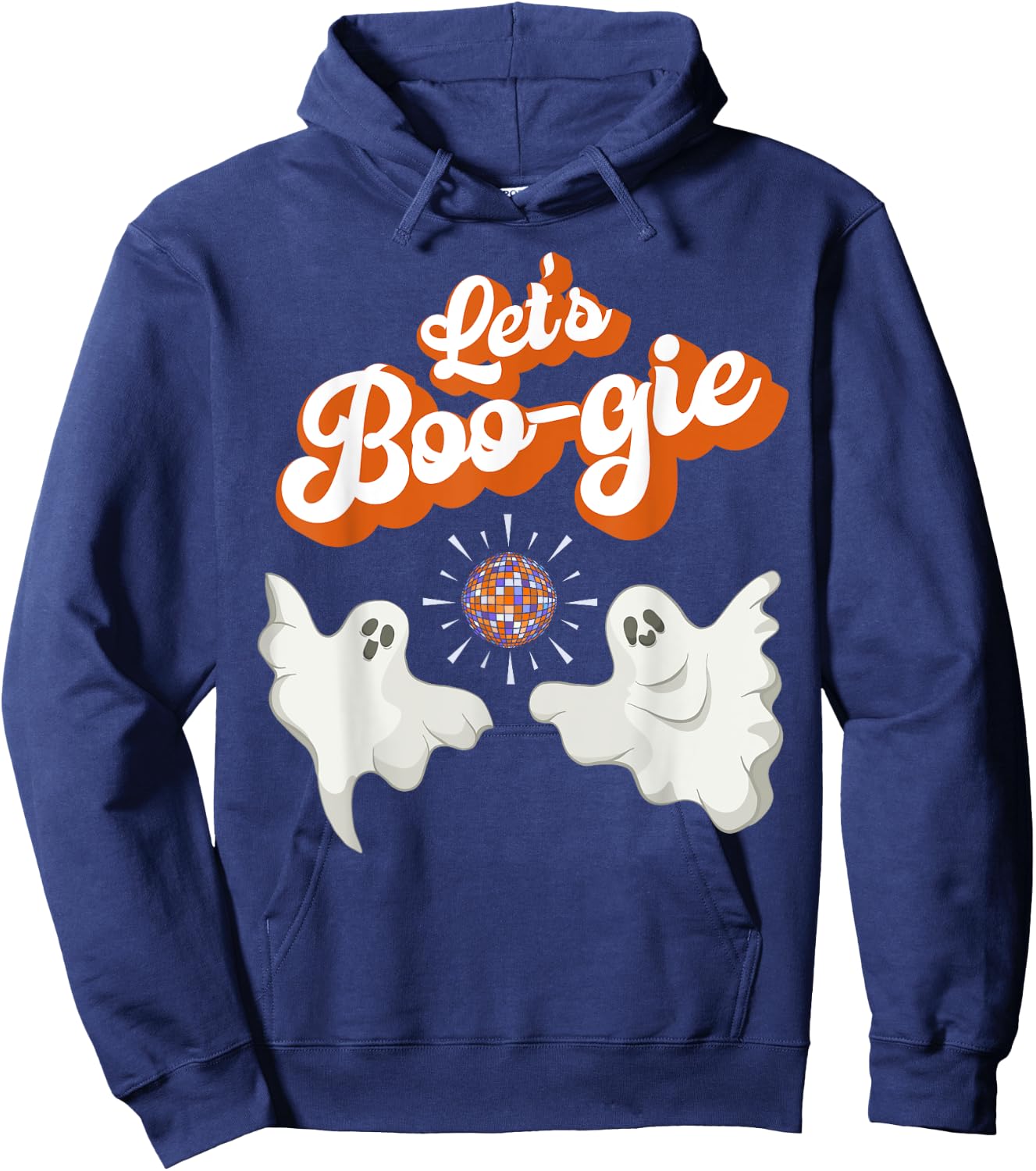 Let's Boo-gie Retro Disco 70's Ghosts Let's Boogie Halloween Hoodie - Hoodie | Navy
