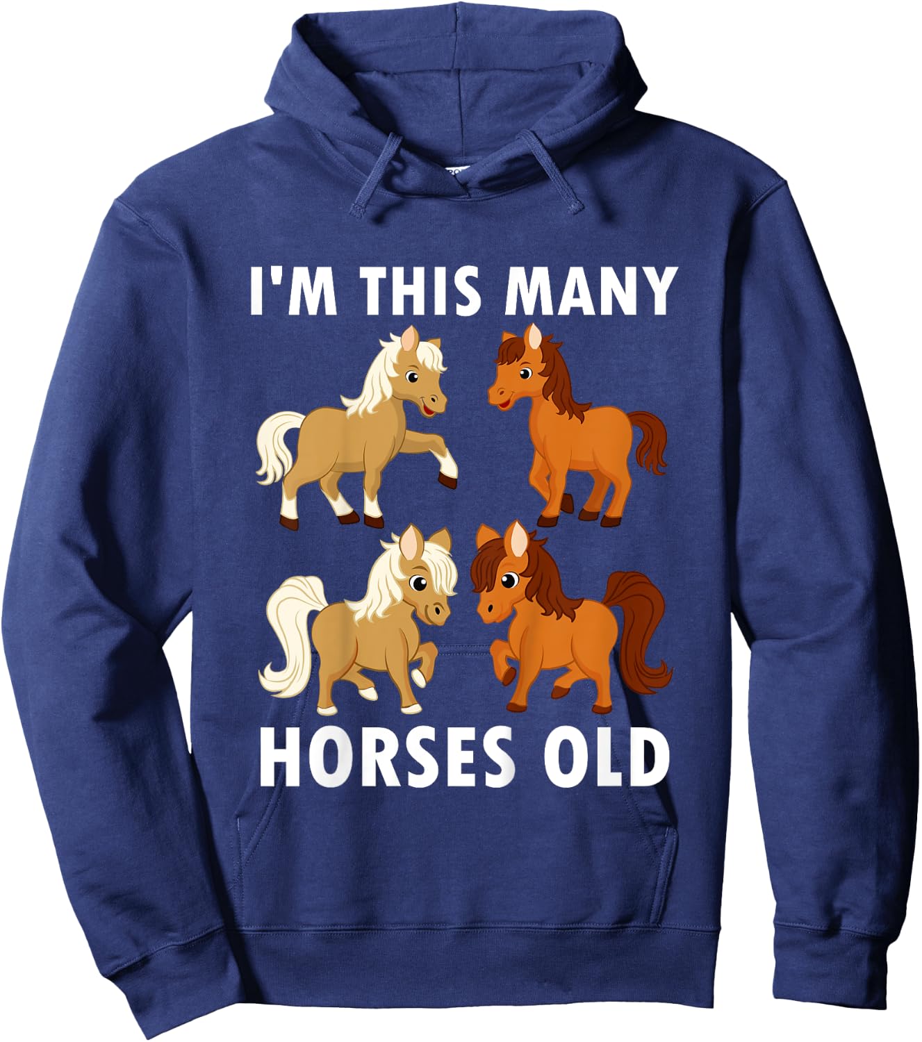 4 Years Old Girl Horses Old 4th Birthday Kids Hoodie - Hoodie | Navy