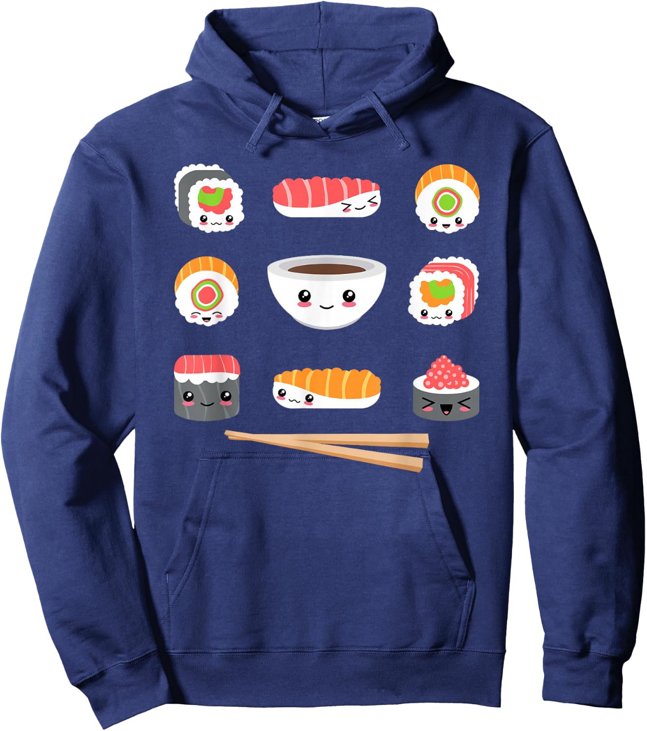 Funny Japanese Food Kawaii Sushi Lovers Anime Men Women Kids Hoodie - Hoodie | Navy
