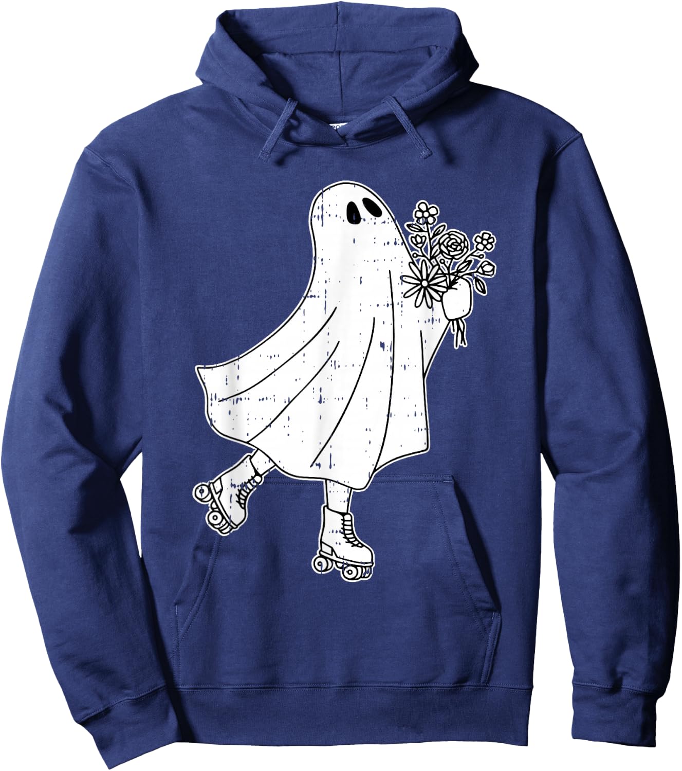 Ghost Roller Skate Halloween Costume Ghoul Skating Skater Hoodie - Hoodie | Navy