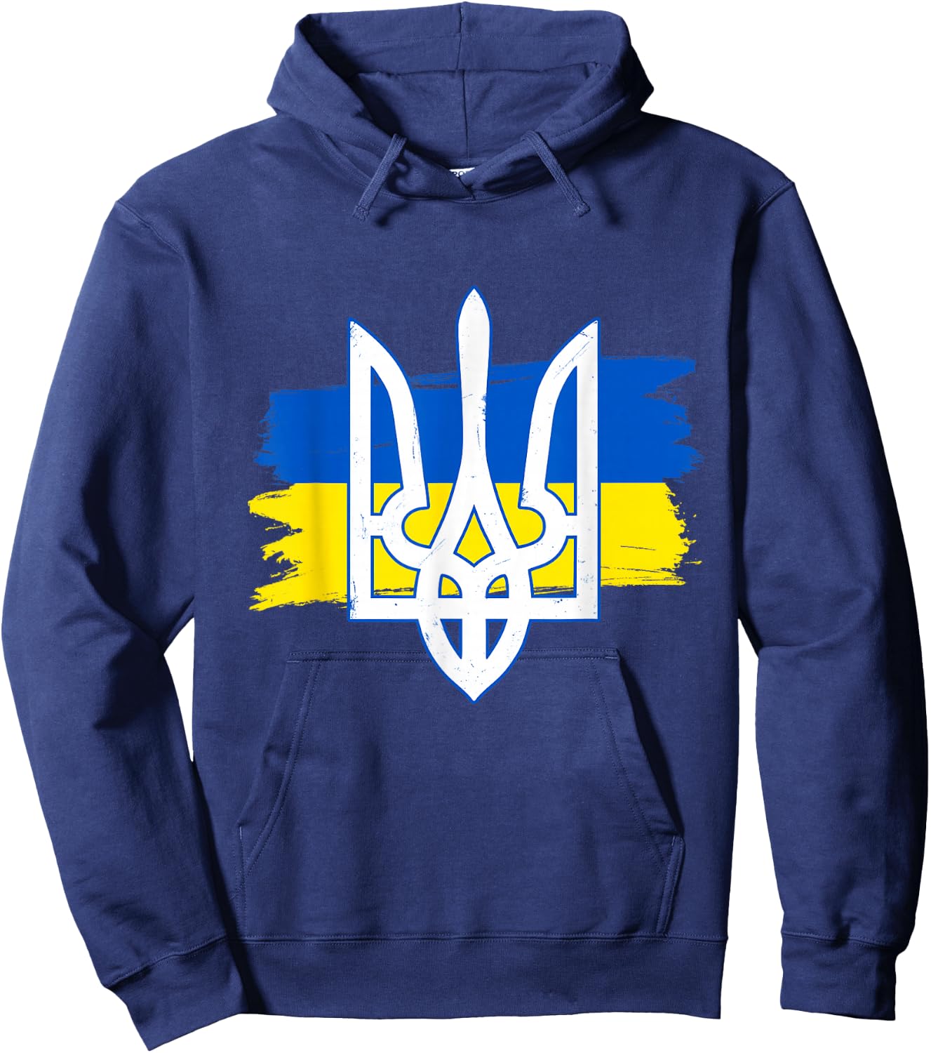 Ukraine Flag Trident - Ukrainian Tryzub Patriotic Women Kids Men Hoodie - Hoodie | Navy