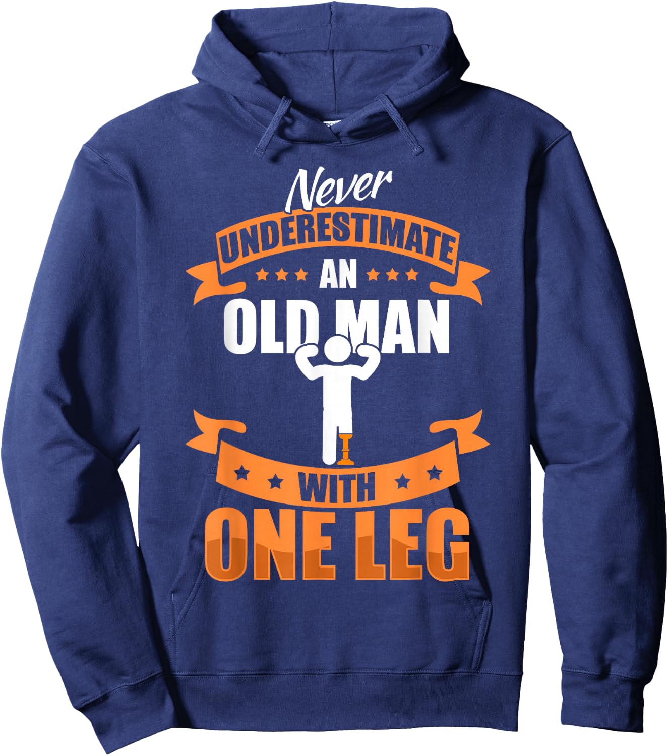 Leg Prosthesis Old Man & Leg Amputation Prosthesis Hoodie - Hoodie | Navy
