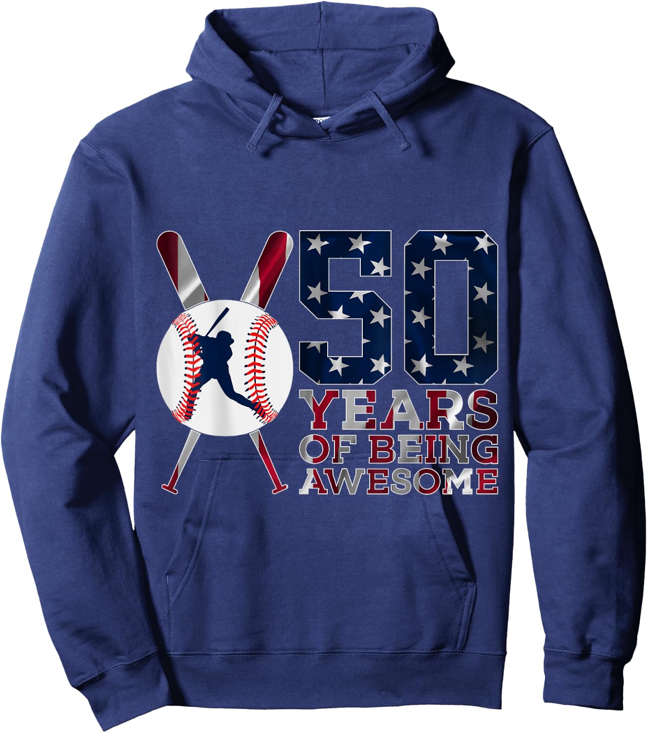 50 Years of Being Awesome Baseball 50th Birthday Hoodie - Hoodie | Navy