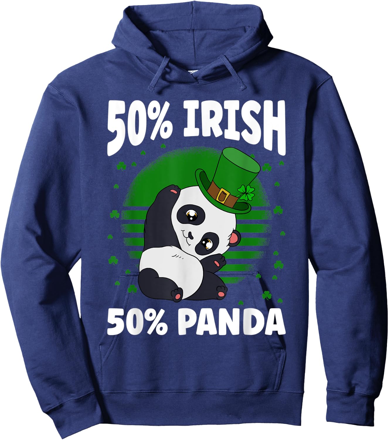 St. Patrick's Day Panda 50 % Irish 50 % Panda Hoodie - Hoodie | Navy
