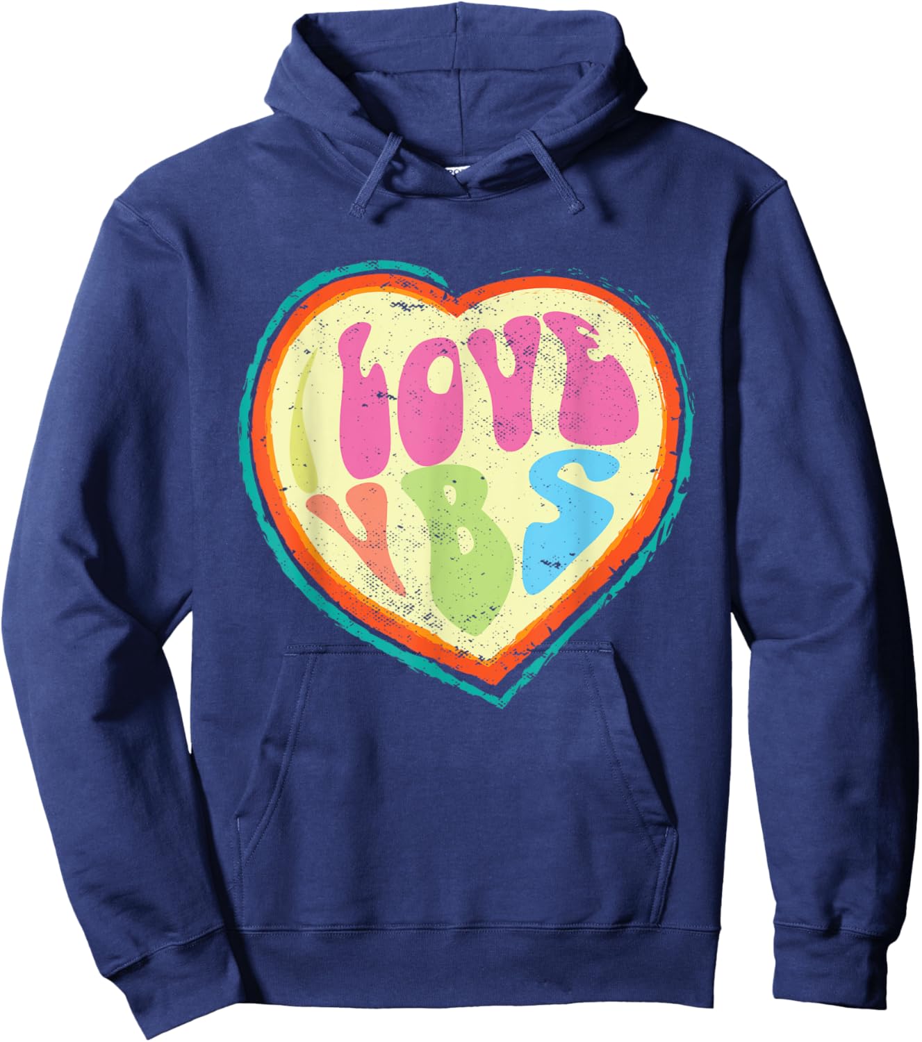 I Love VBS Hearts Vacation Bible School Crew Bible Study Hoodie - Hoodie | Navy