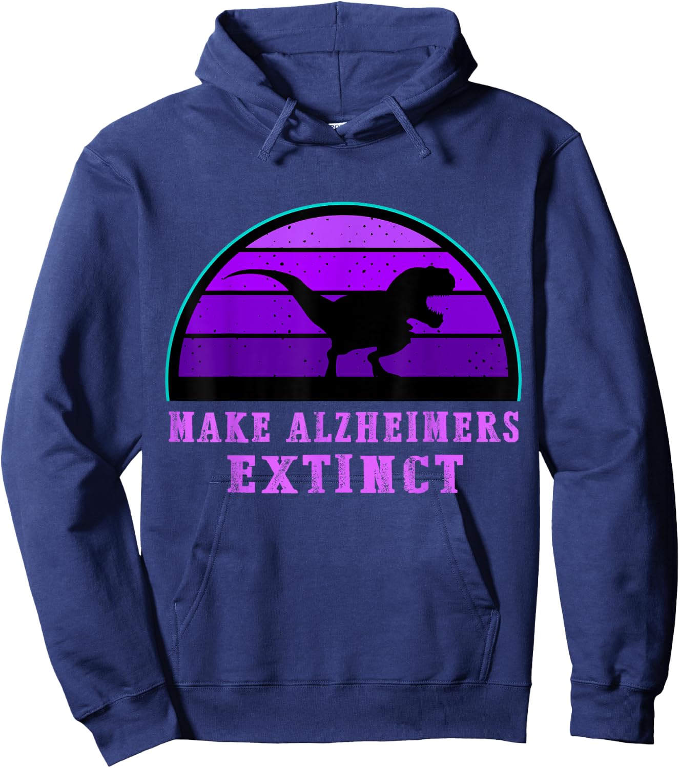 Trex Dinosaur Make Alzheimers Extinct Awareness Kid Support Hoodie - Hoodie | Navy