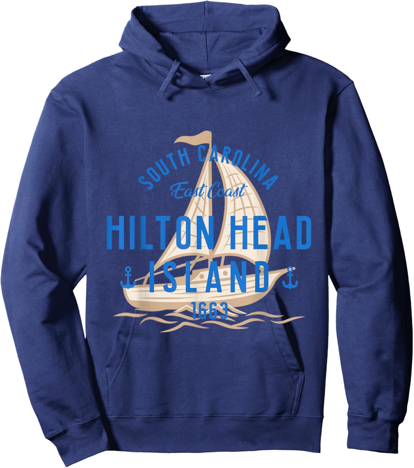 Vintage Sailboat Hilton Head South Carolina Marine Retro Hoodie - Hoodie | Navy