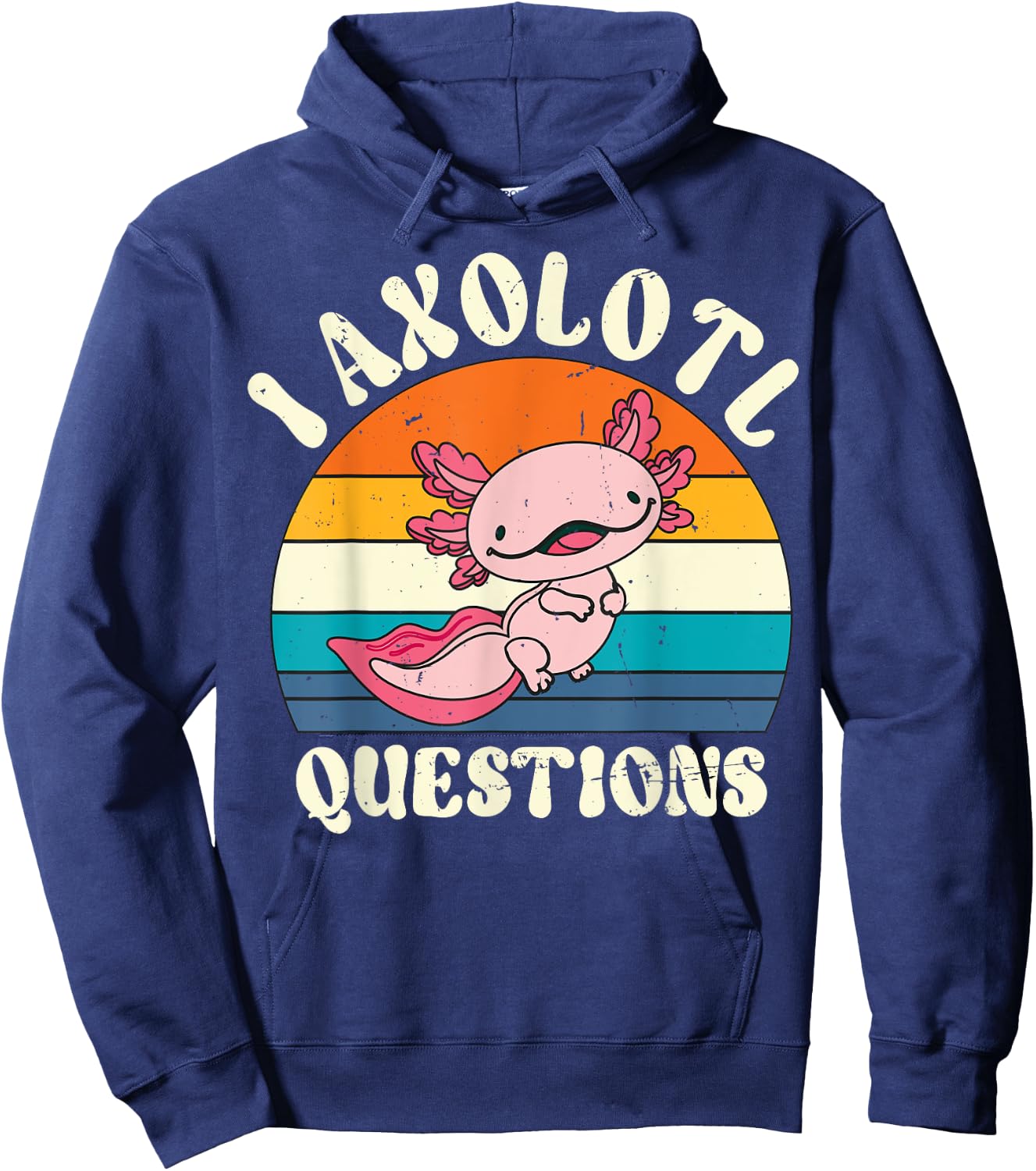 Vintage I Axolotl Questions Cute Axolotl Kids Novelty Hoodie - Hoodie | Navy