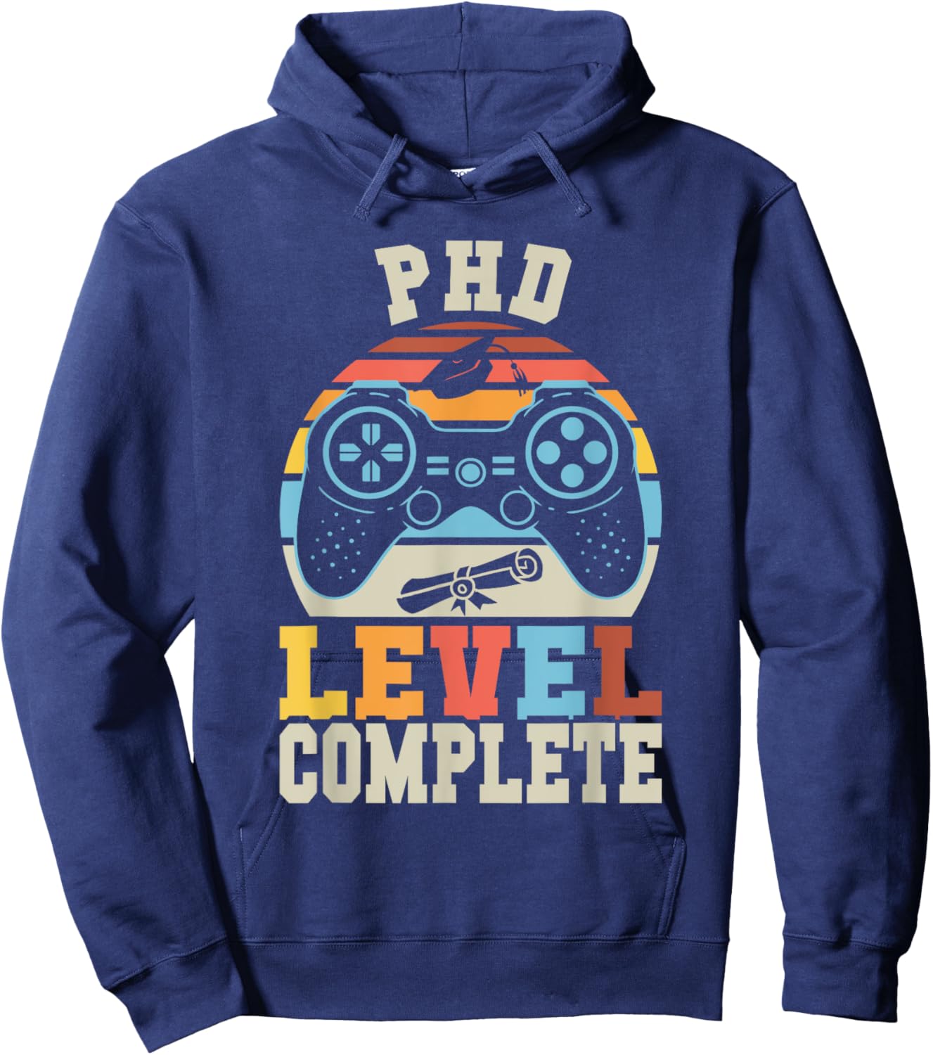 PHD Level Complete Retro Gamer Doctorate Graduation 2025 Hoodie - Hoodie | Navy