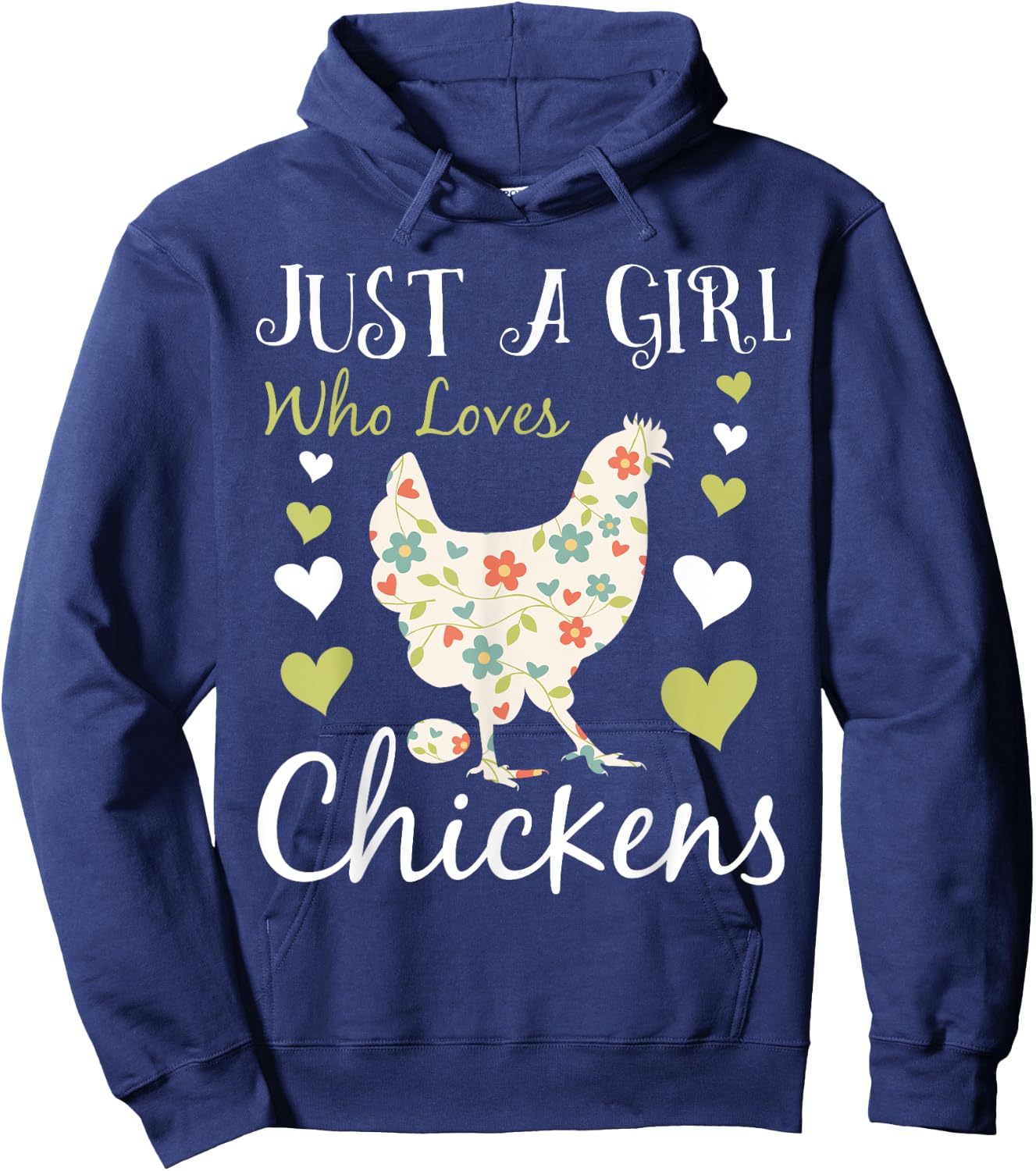 Cool Chicken Design Girls Chicken Farmer Lovers Hoodie - Hoodie | Navy