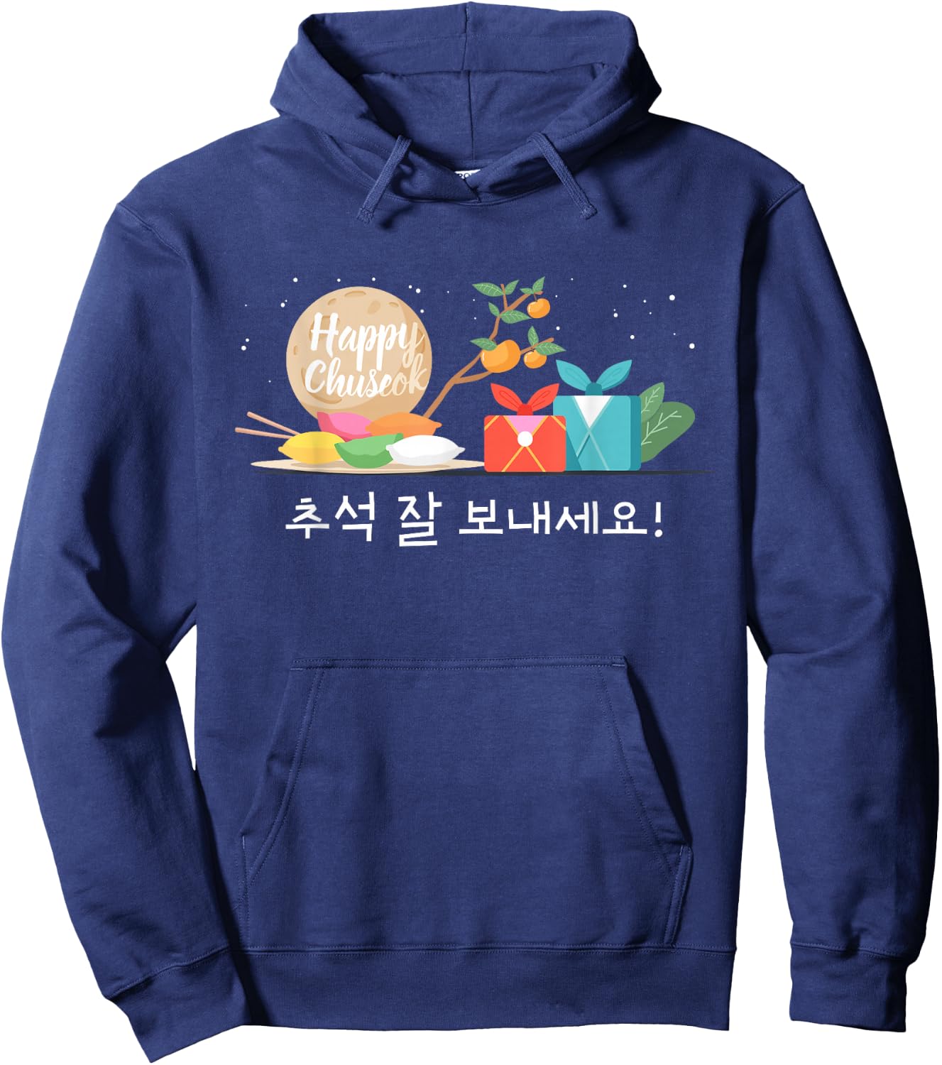 KOREA HAPPY CHUSEOK, Korean Harvest Celebration Hoodie - Hoodie | Navy