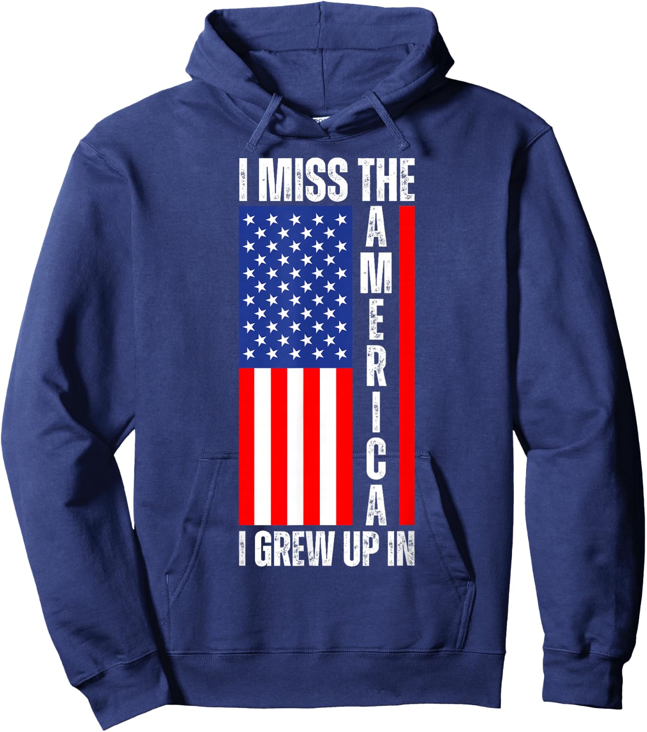 I Miss The America I Grew Up In - Upside Down American Flag Hoodie - Hoodie | Navy