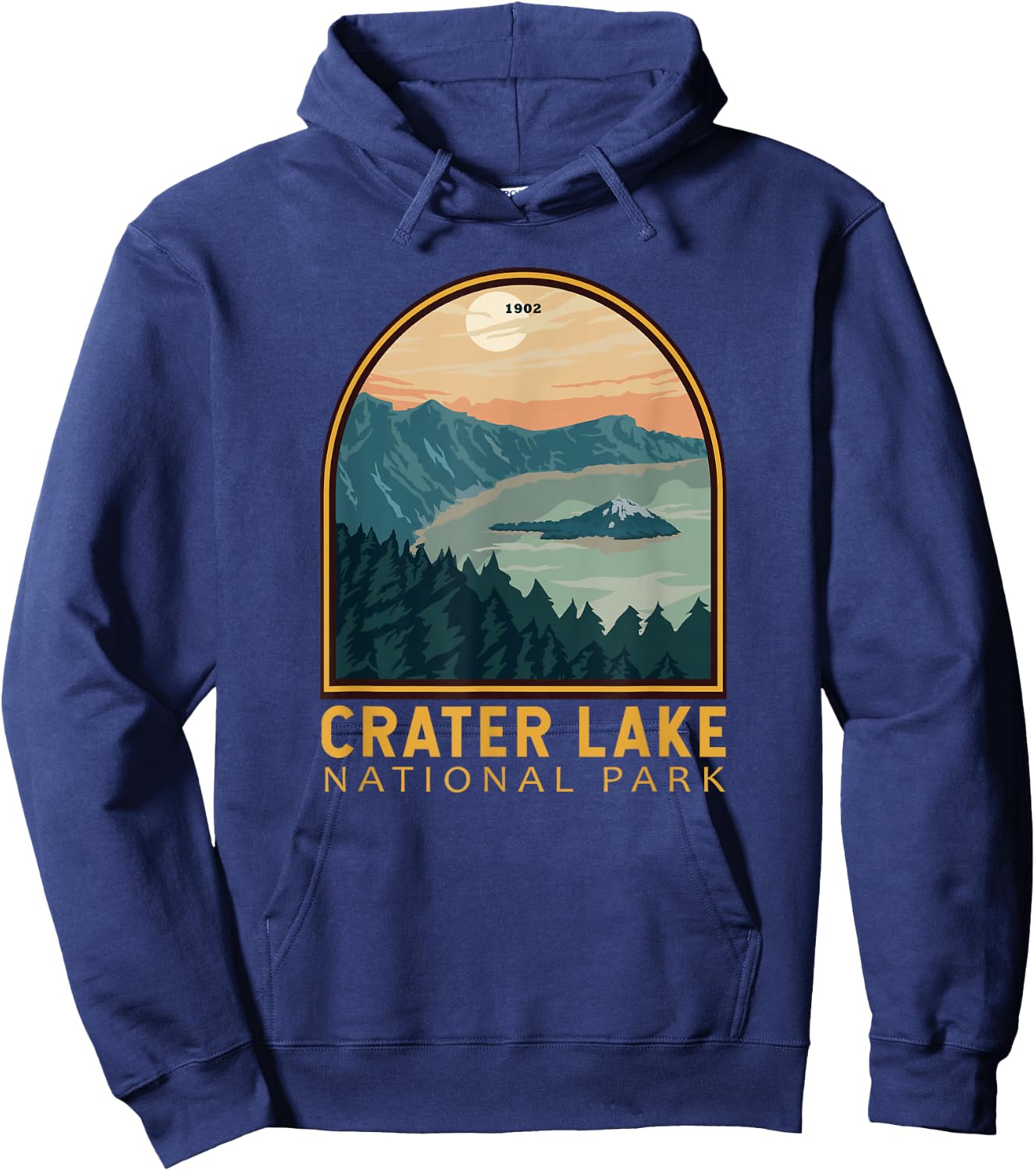 Crater Lake National Park Vintage Emblem Hoodie - Hoodie | Navy