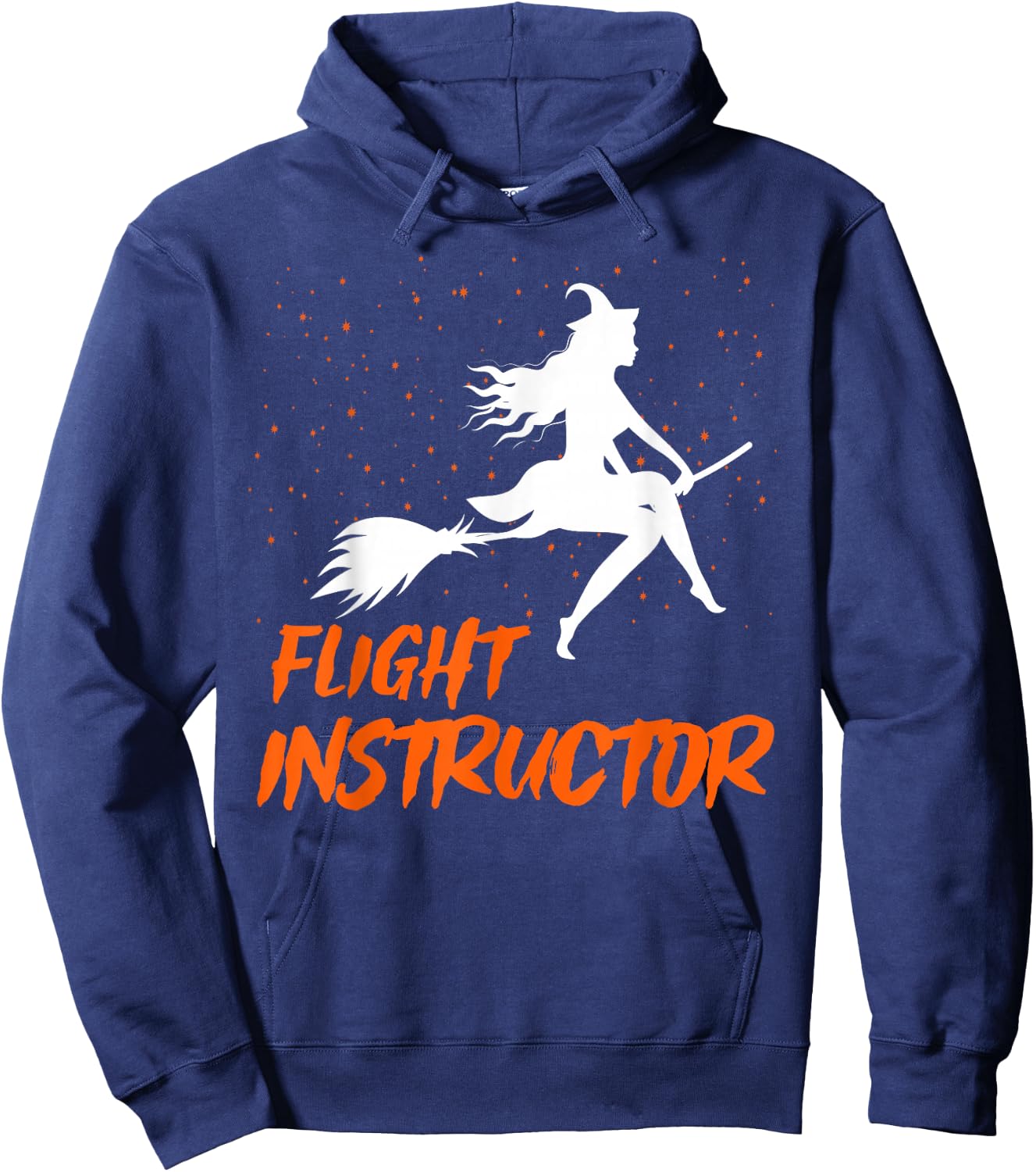 Flight Instructor Witch Riding Broomstick Halloween Costume Hoodie - Hoodie | Navy